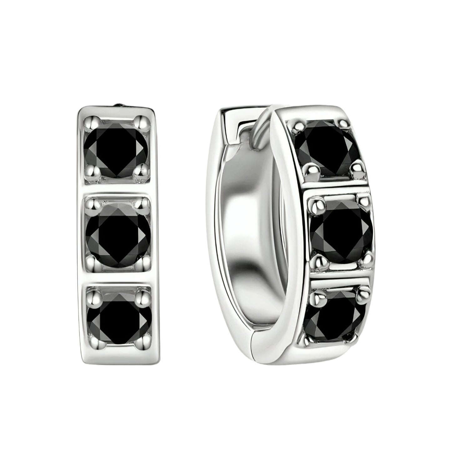 Hoop huggie moissanite earrings
