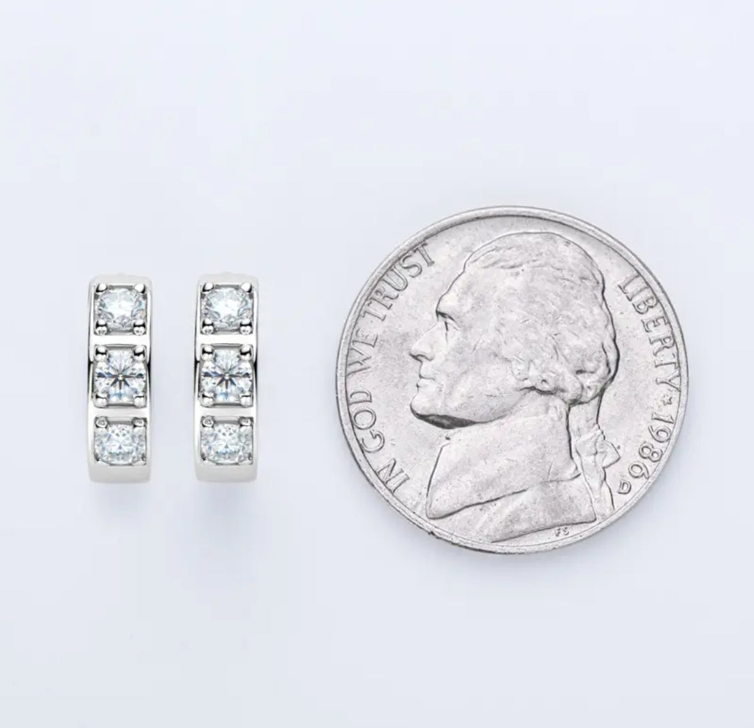 Hoop huggie moissanite earrings