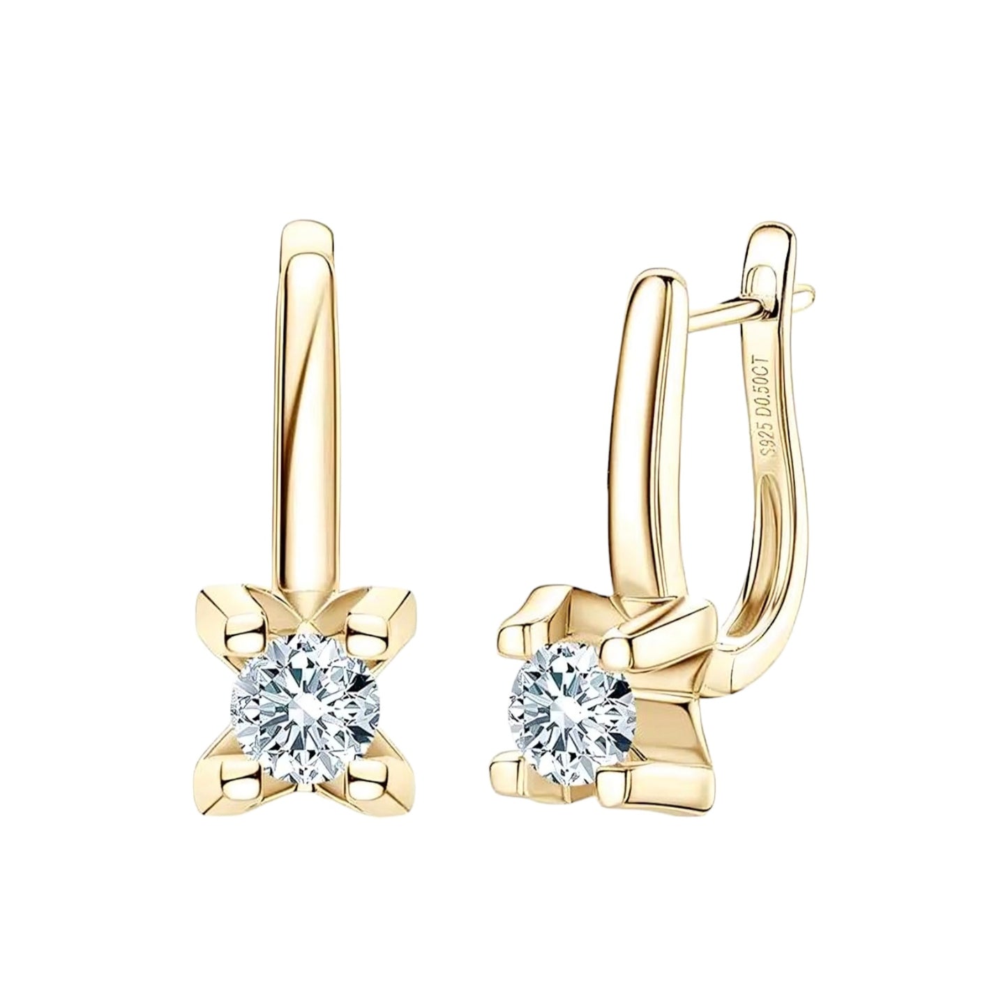 Silver clip moissanite earrings