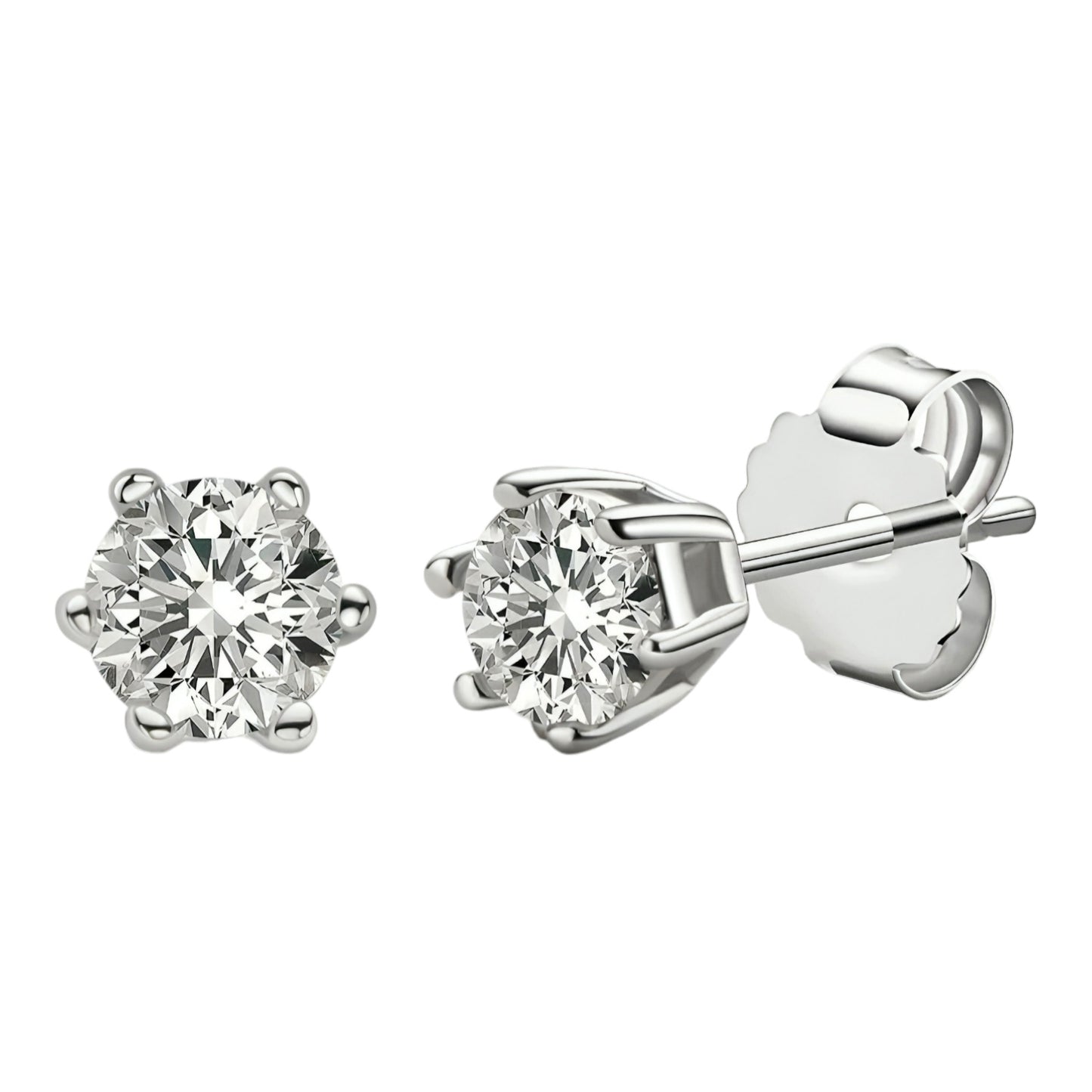 Silver stud moissanite earrings