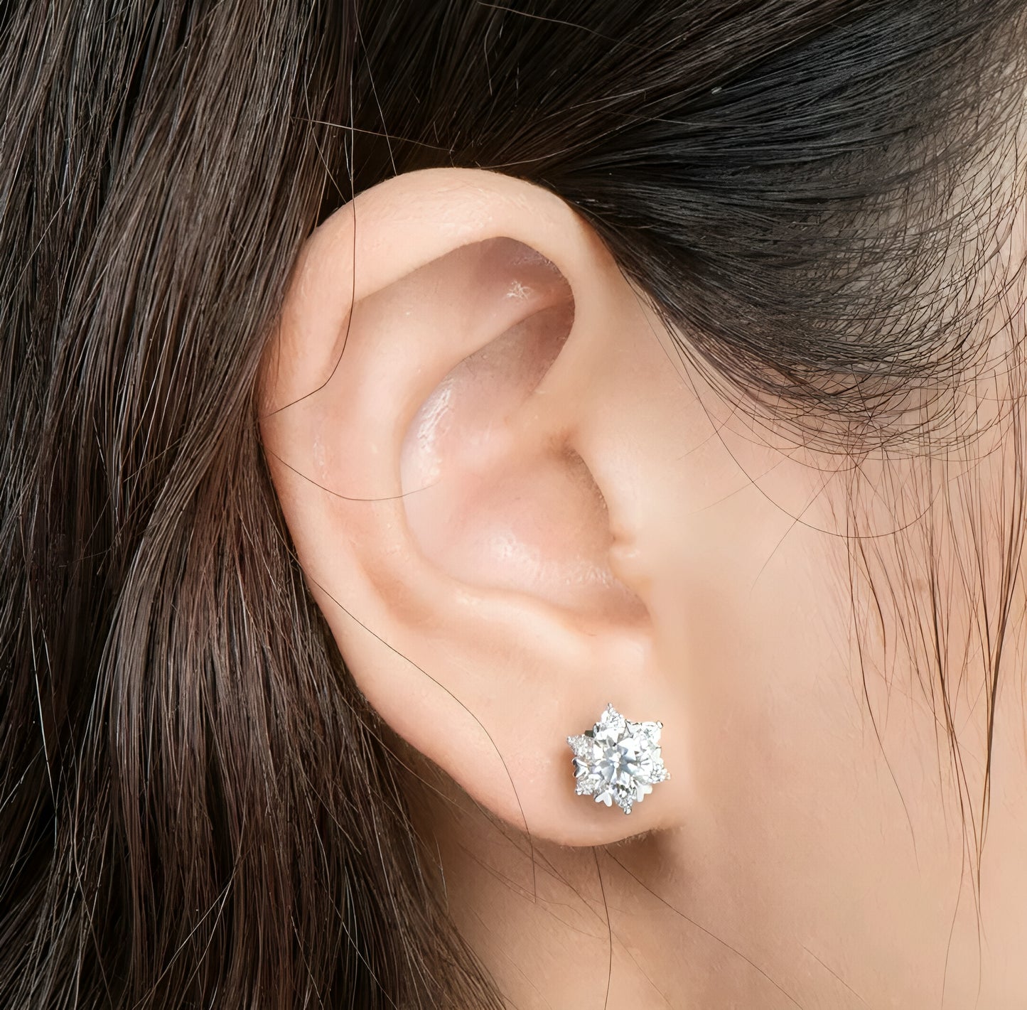 925 Silver star shape moissanite earrings