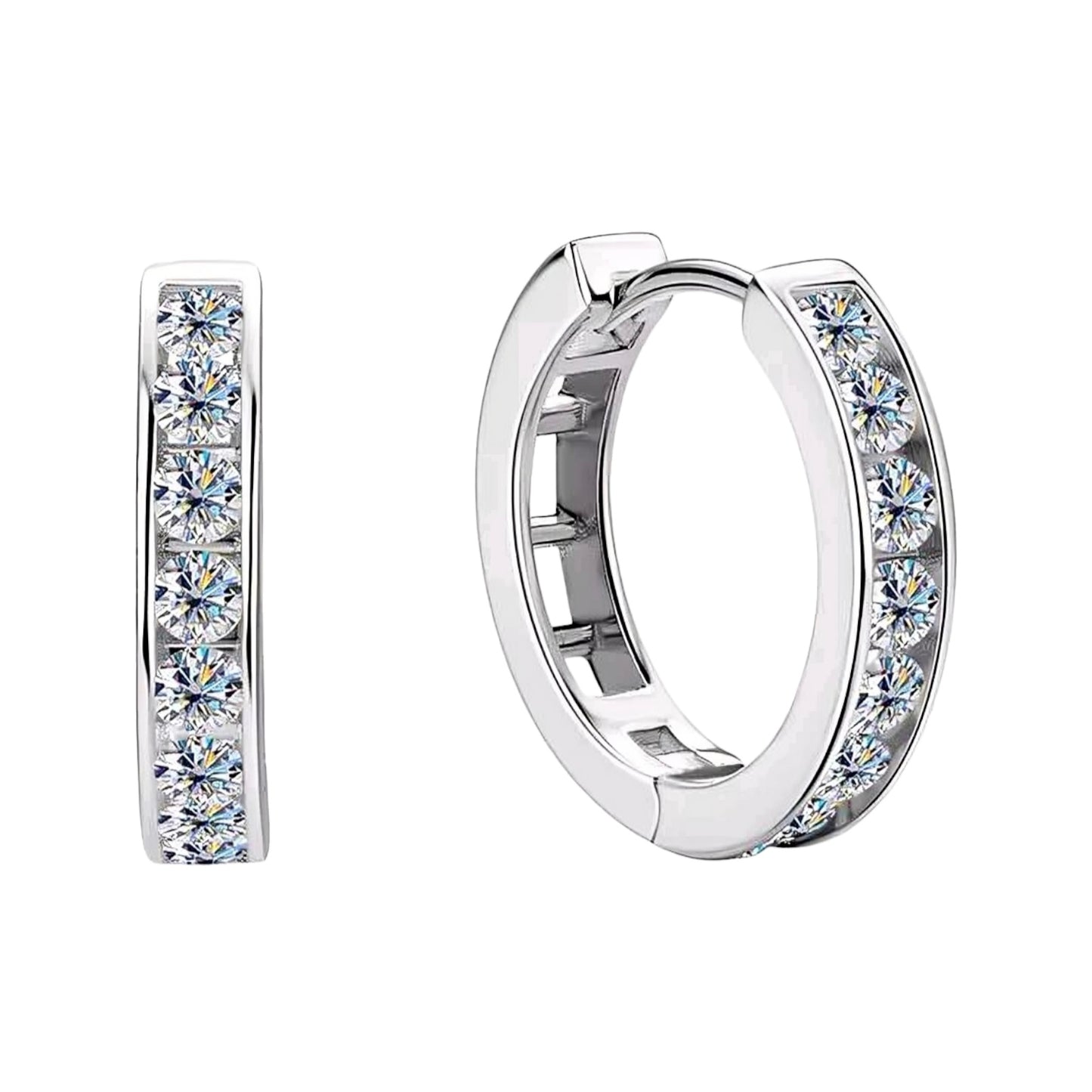 Round hoop moissanite earrings