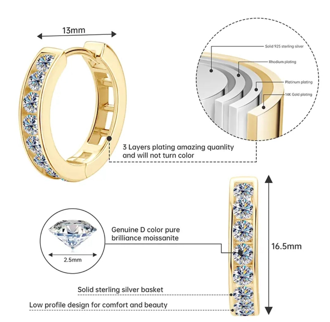 Round hoop moissanite earrings
