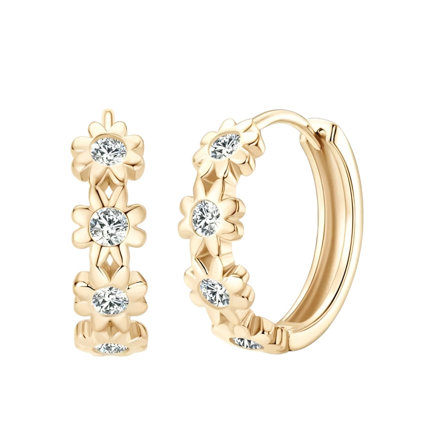 Flower hoop moissanite earrings