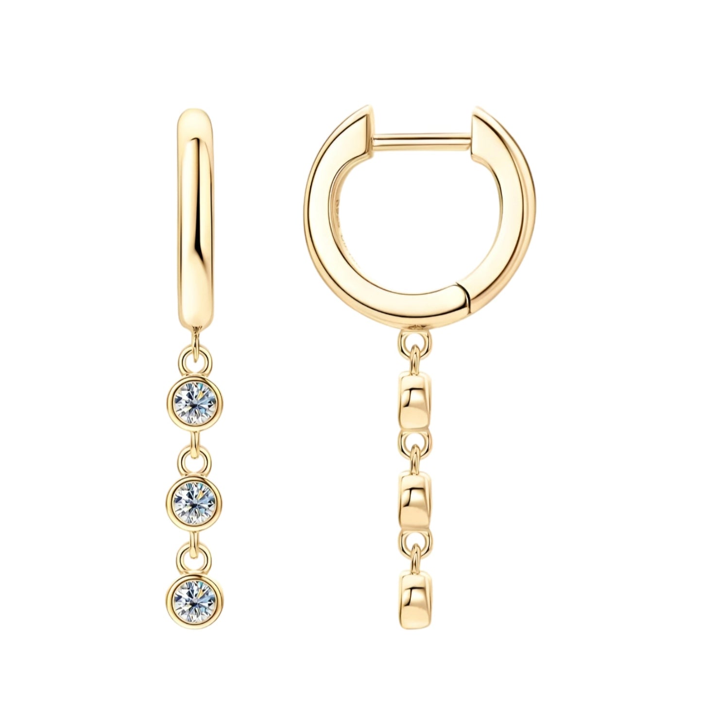 Drop silver moissanite earrings