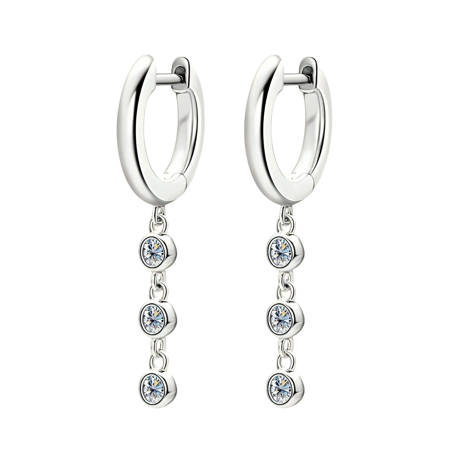Drop silver moissanite earrings