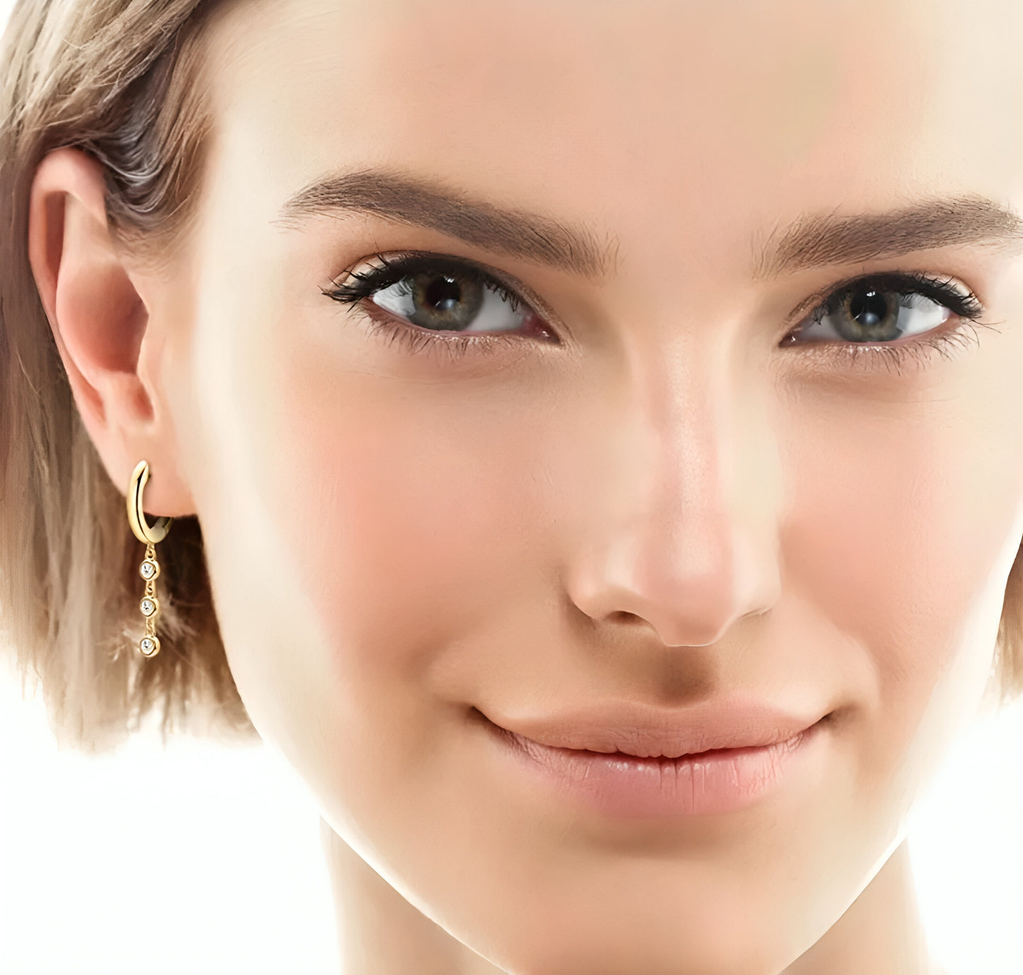 Drop silver moissanite earrings
