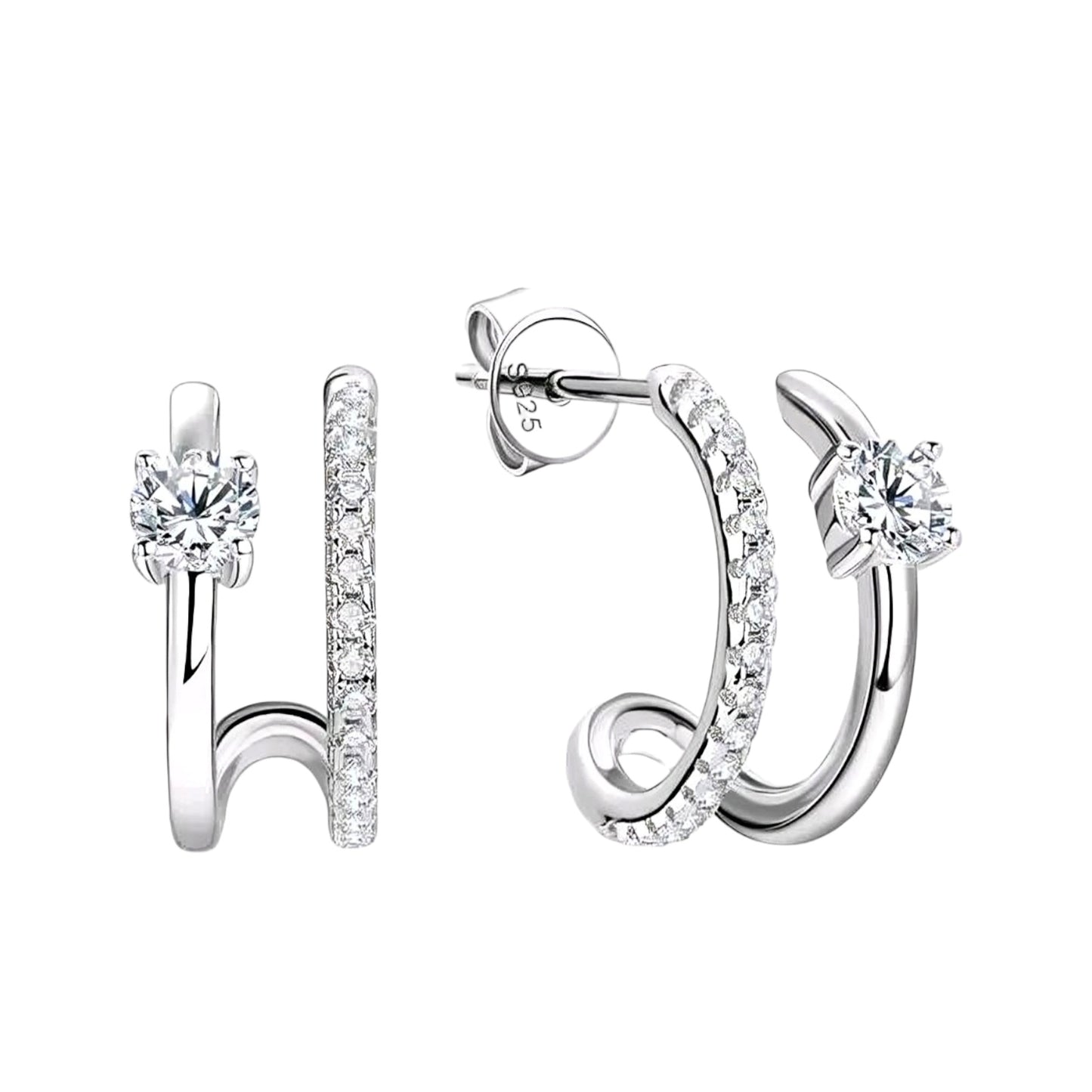 Half hoop moissanite earrings