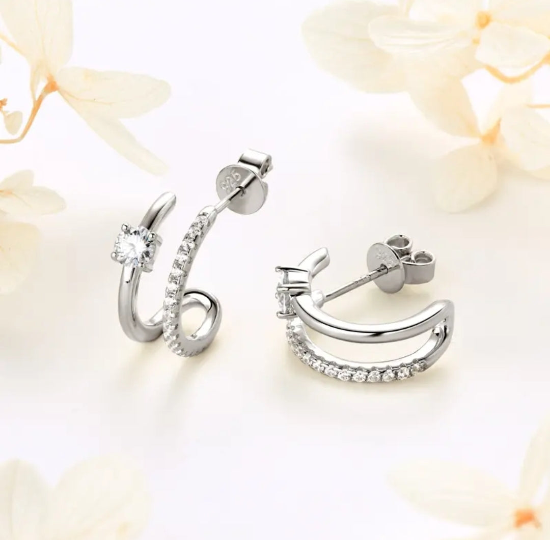 Half hoop moissanite earrings