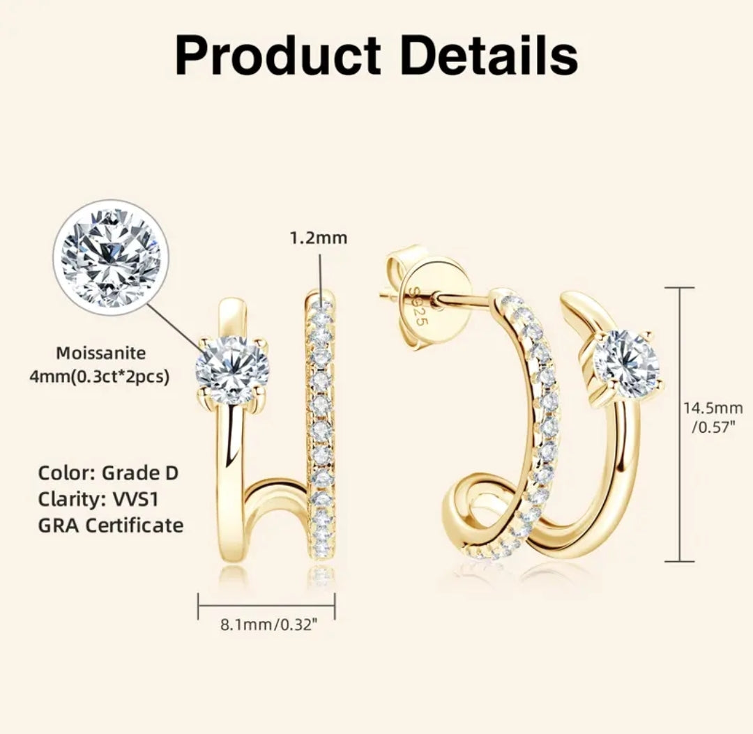 Half hoop moissanite earrings