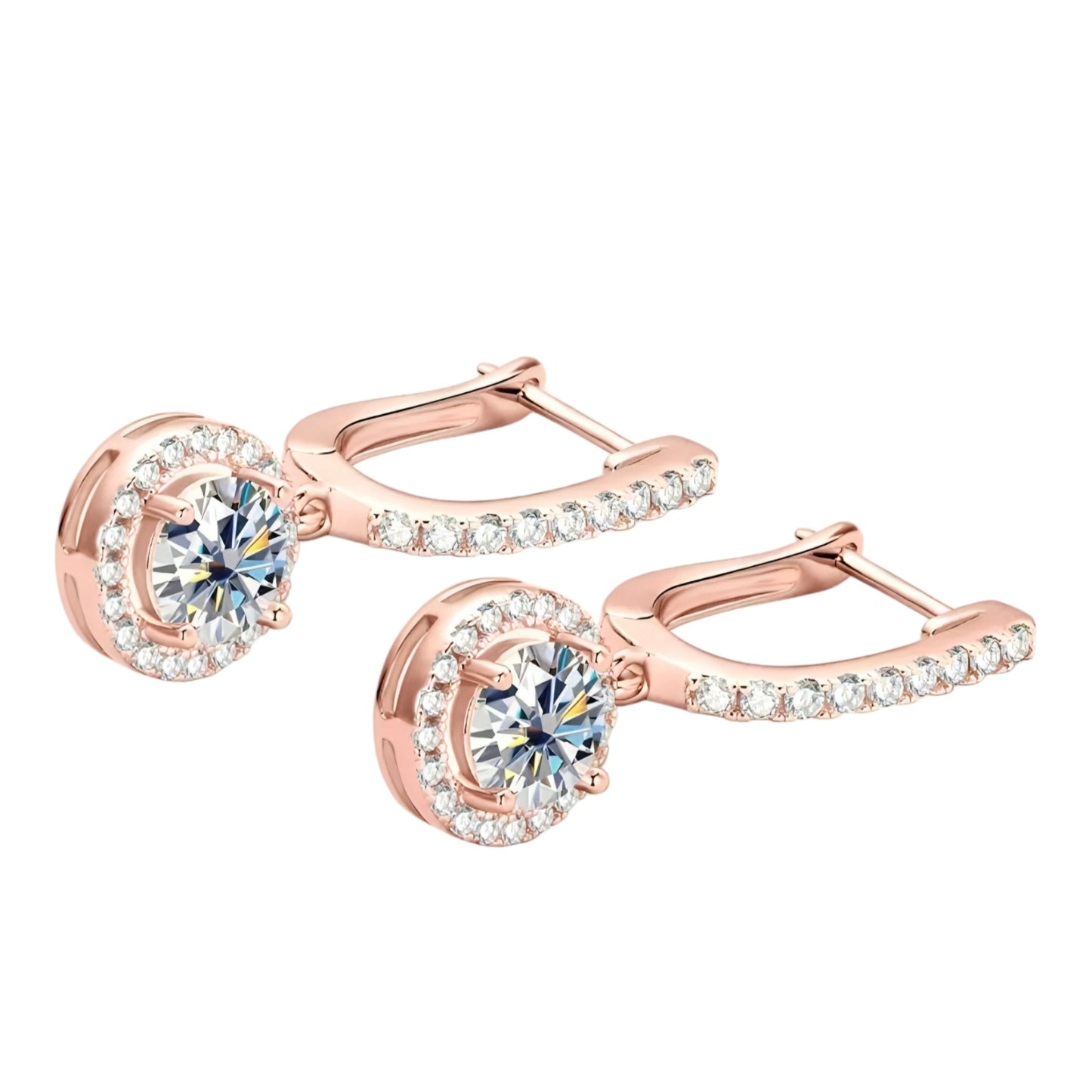 Halo drop moissanite earrings