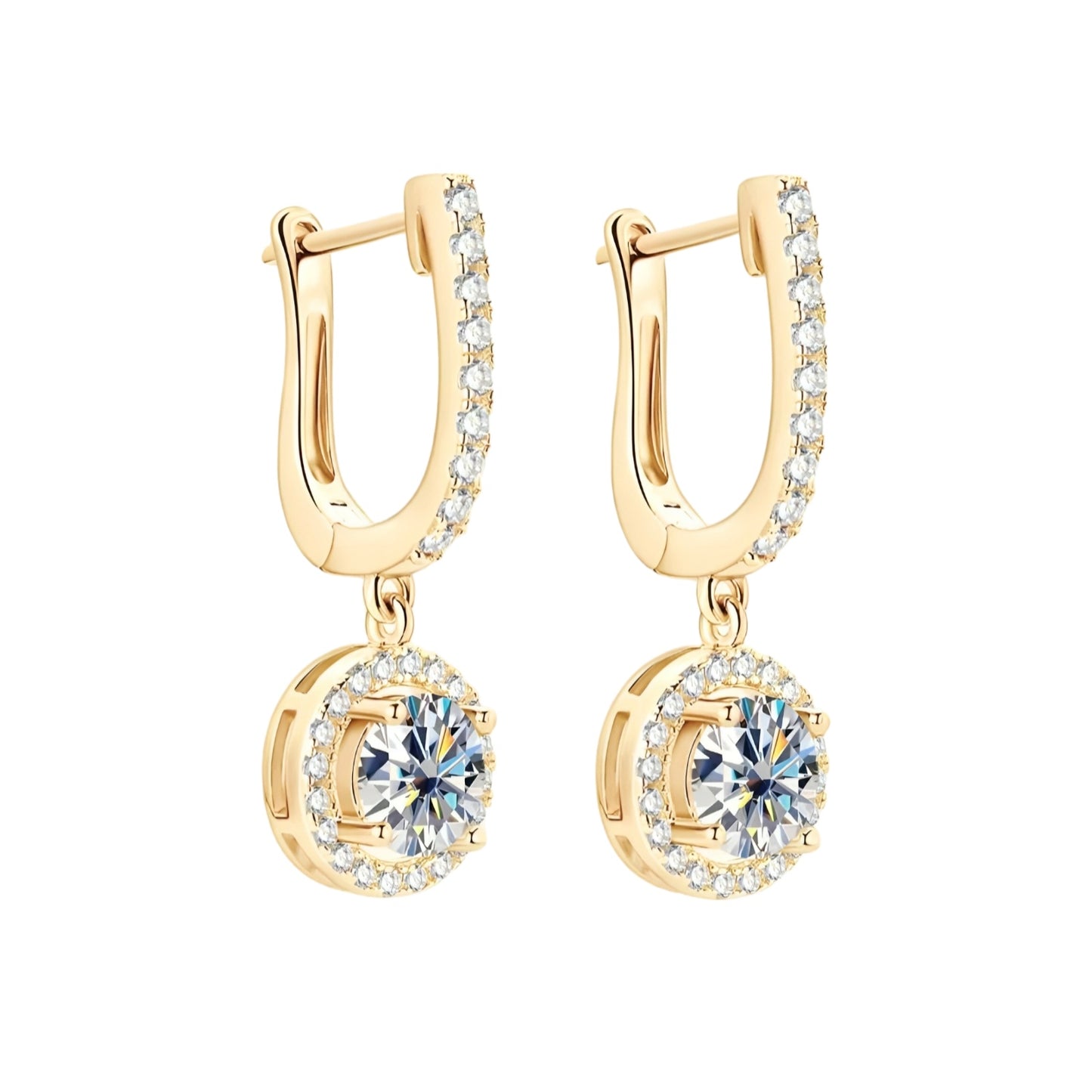 Halo drop moissanite earrings