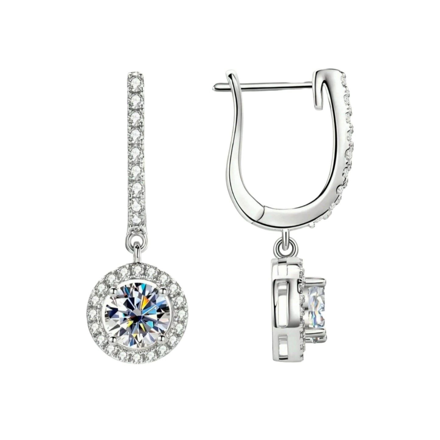 Halo drop moissanite earrings