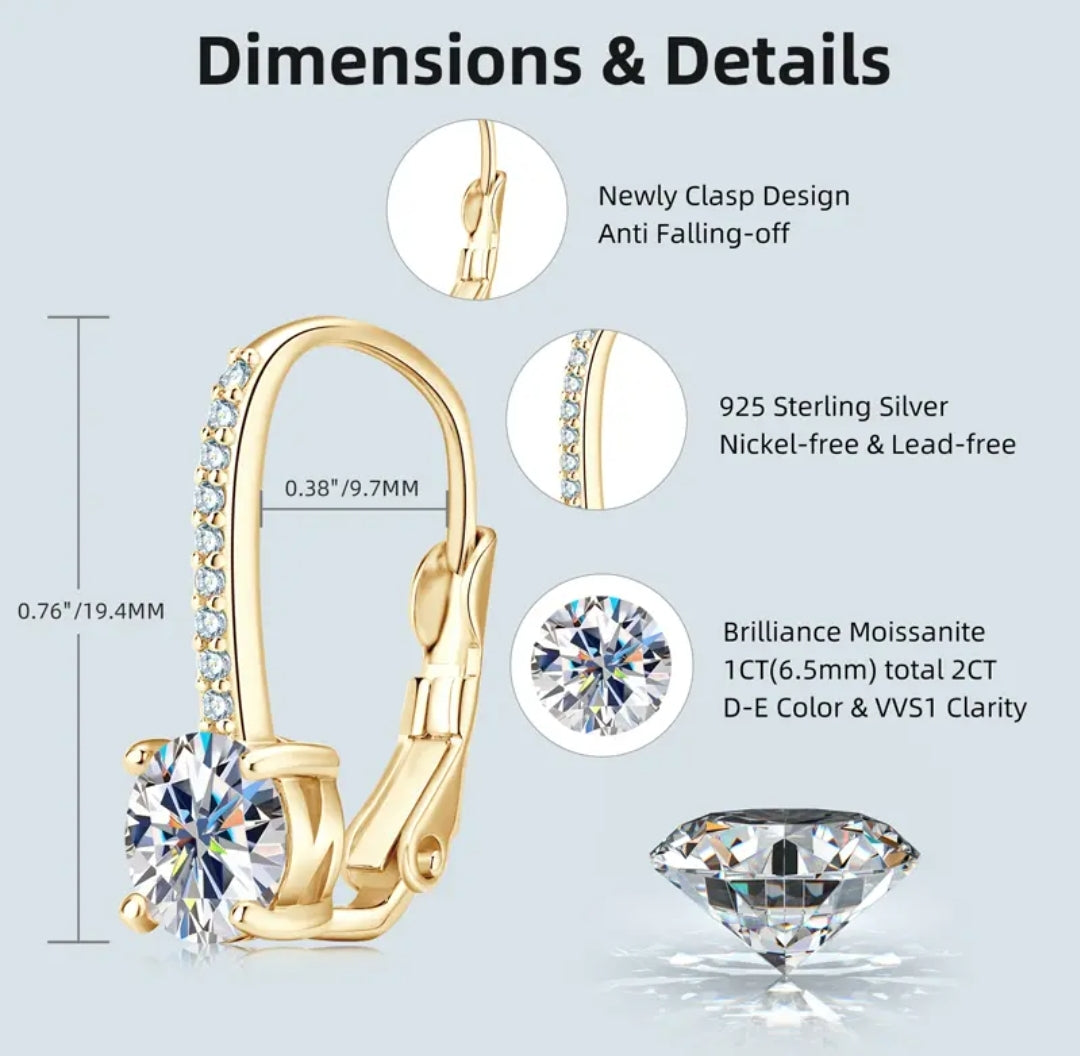 Clip moissanite earrings