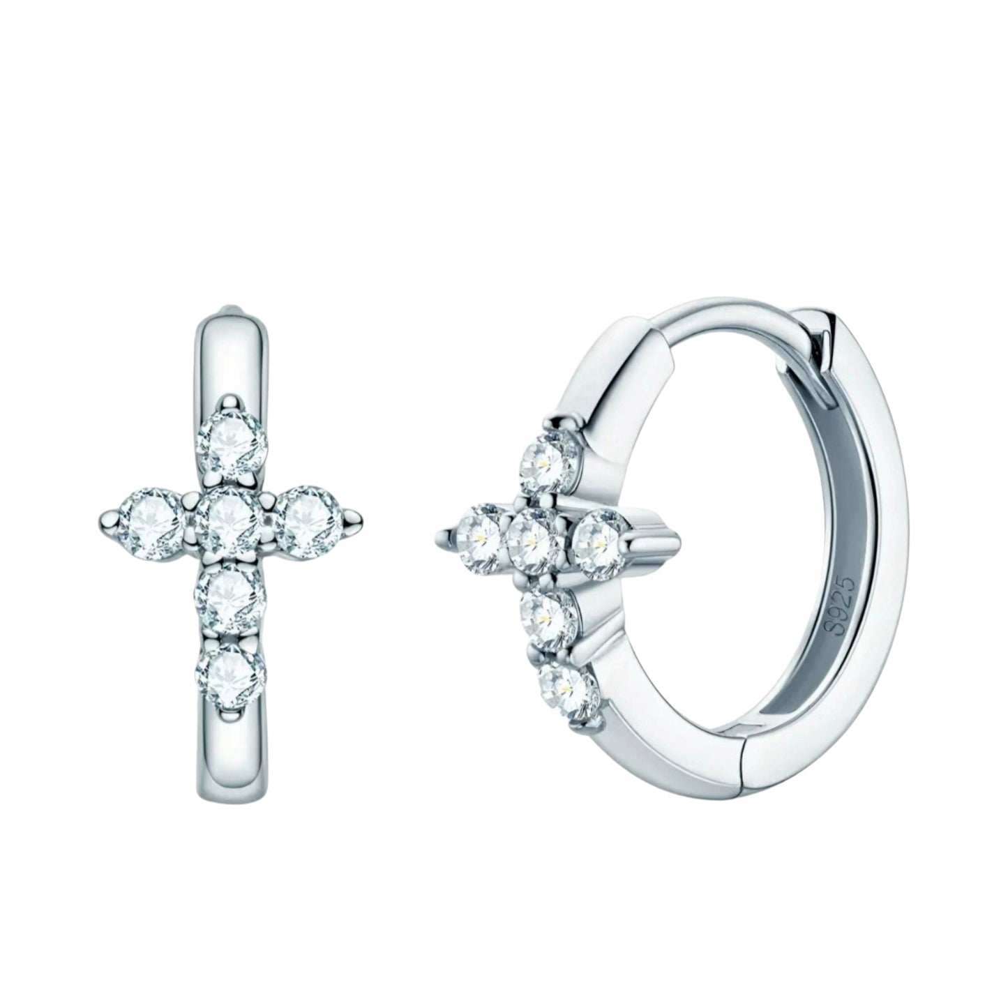 Unique cross hoop shape moissanite earrings