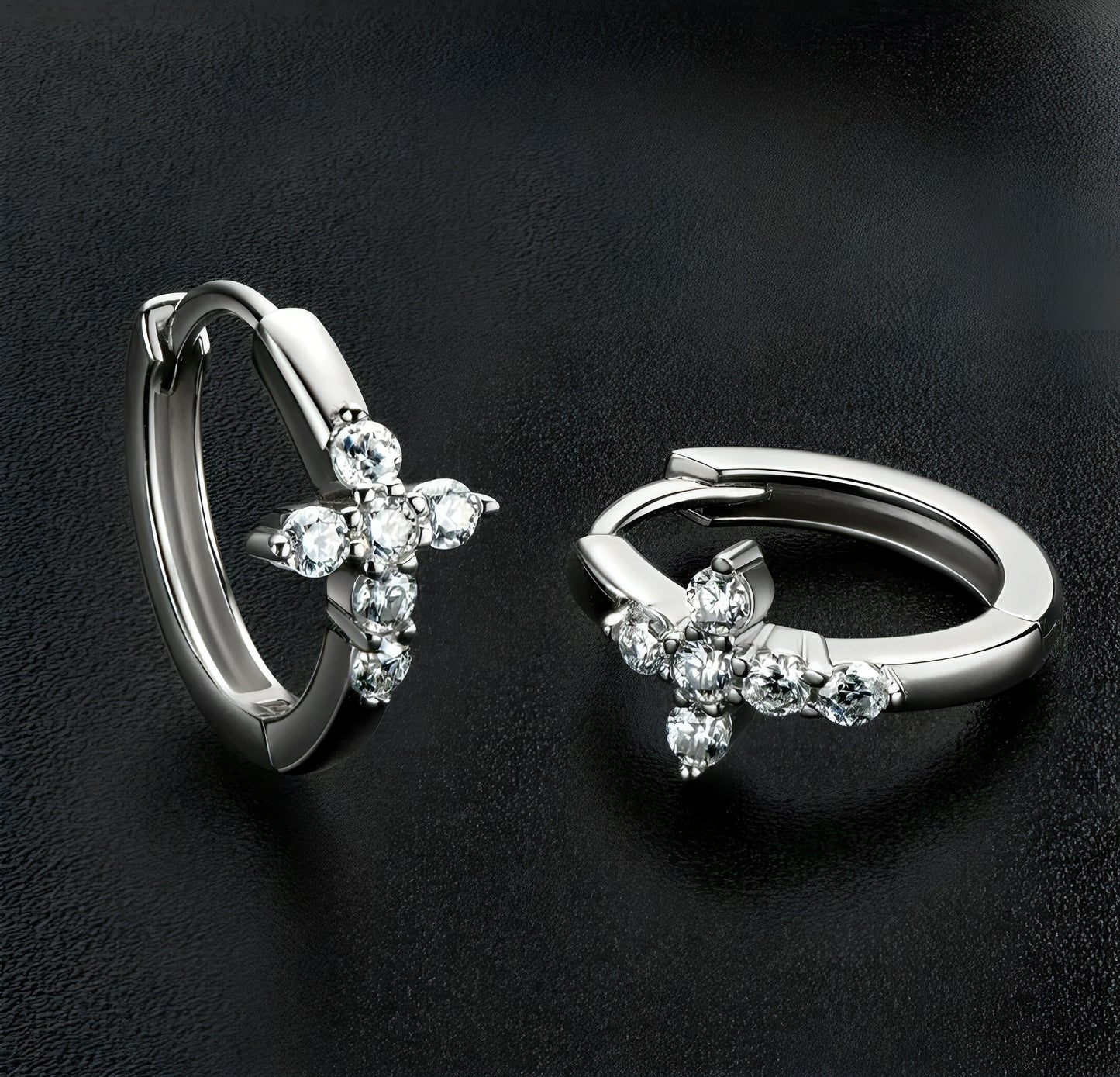 Unique cross hoop shape moissanite earrings