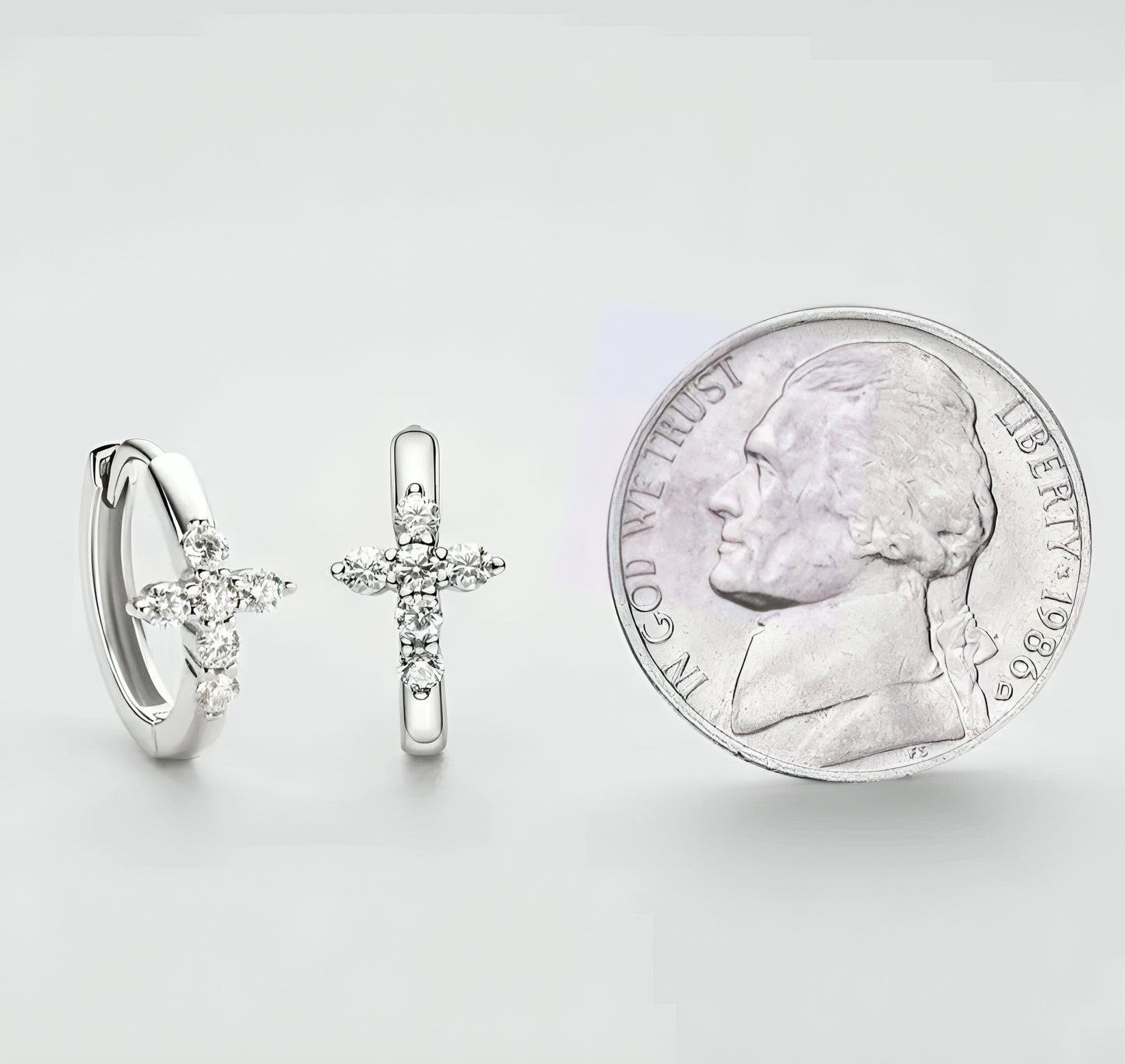 Unique cross hoop shape moissanite earrings