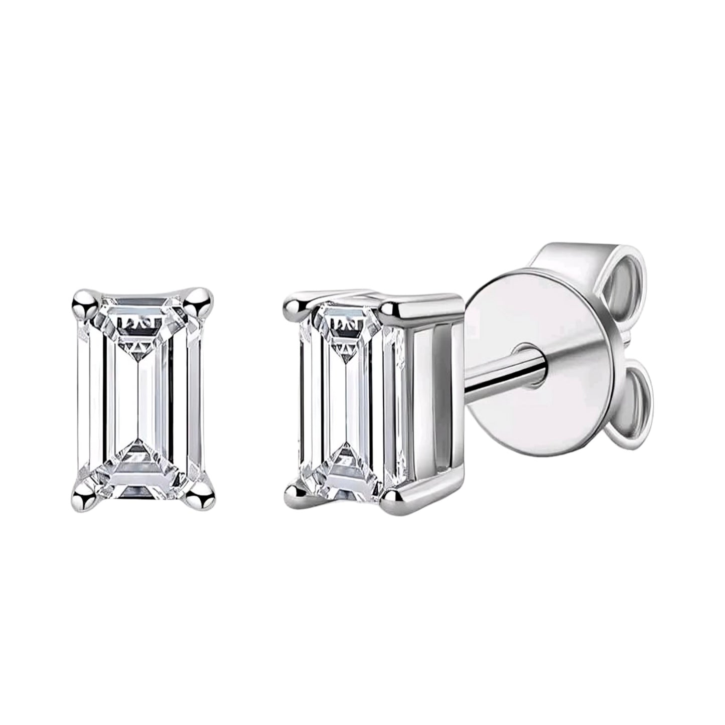 Emerald shape moissanite earrings