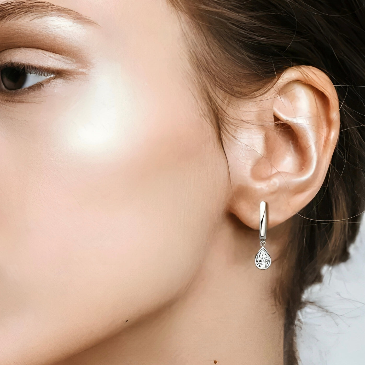 Pear cut moissanite earrings