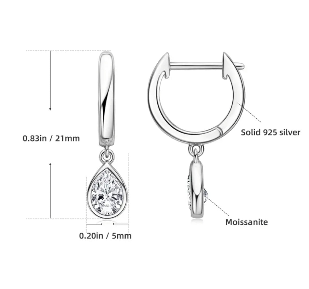 Pear cut moissanite earrings