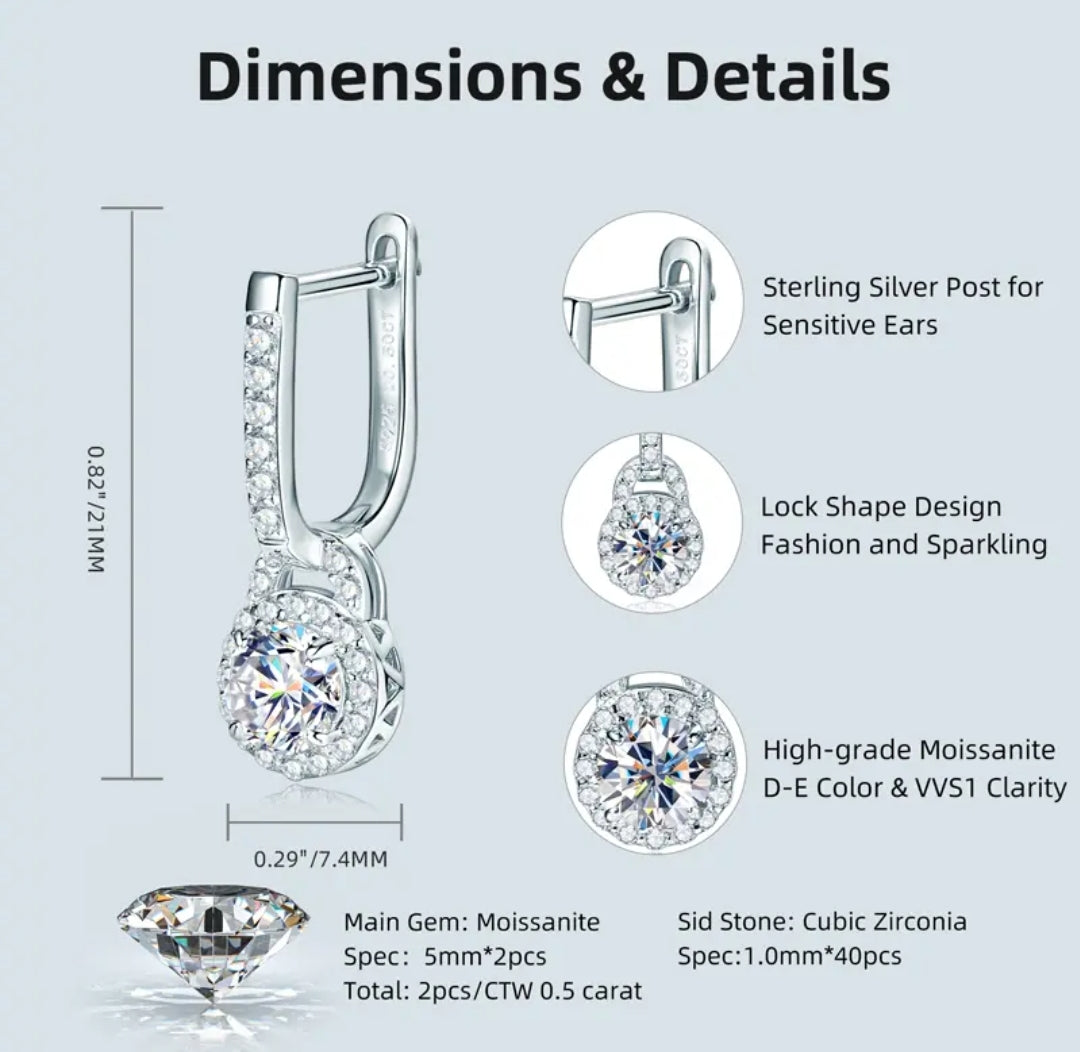Dangle hoop moissanite earrings