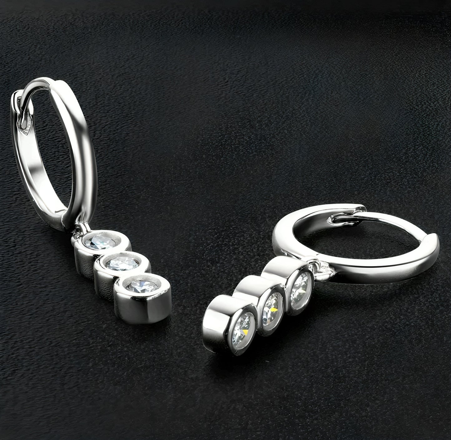 Drop hoop moissanite earrings