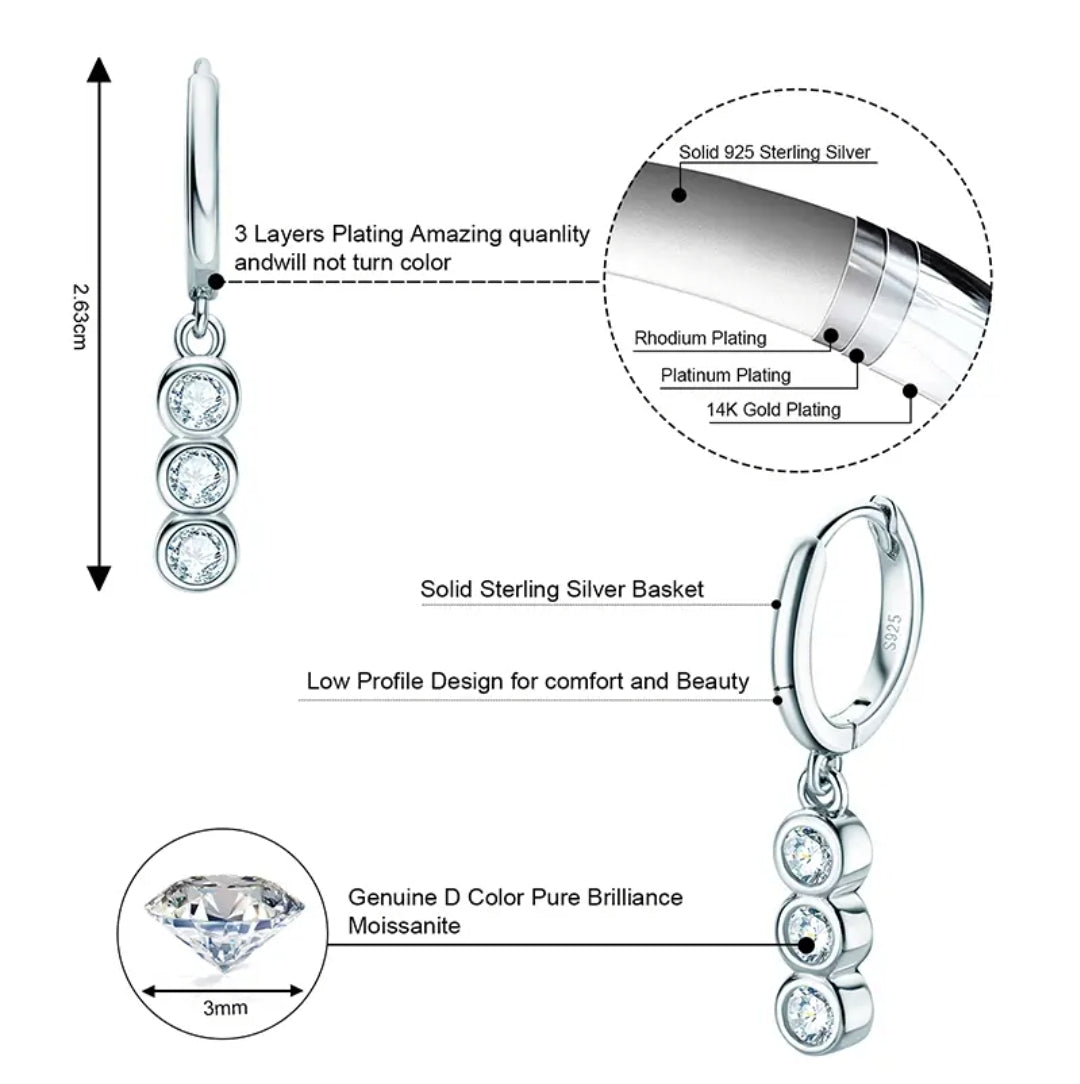 Drop hoop moissanite earrings