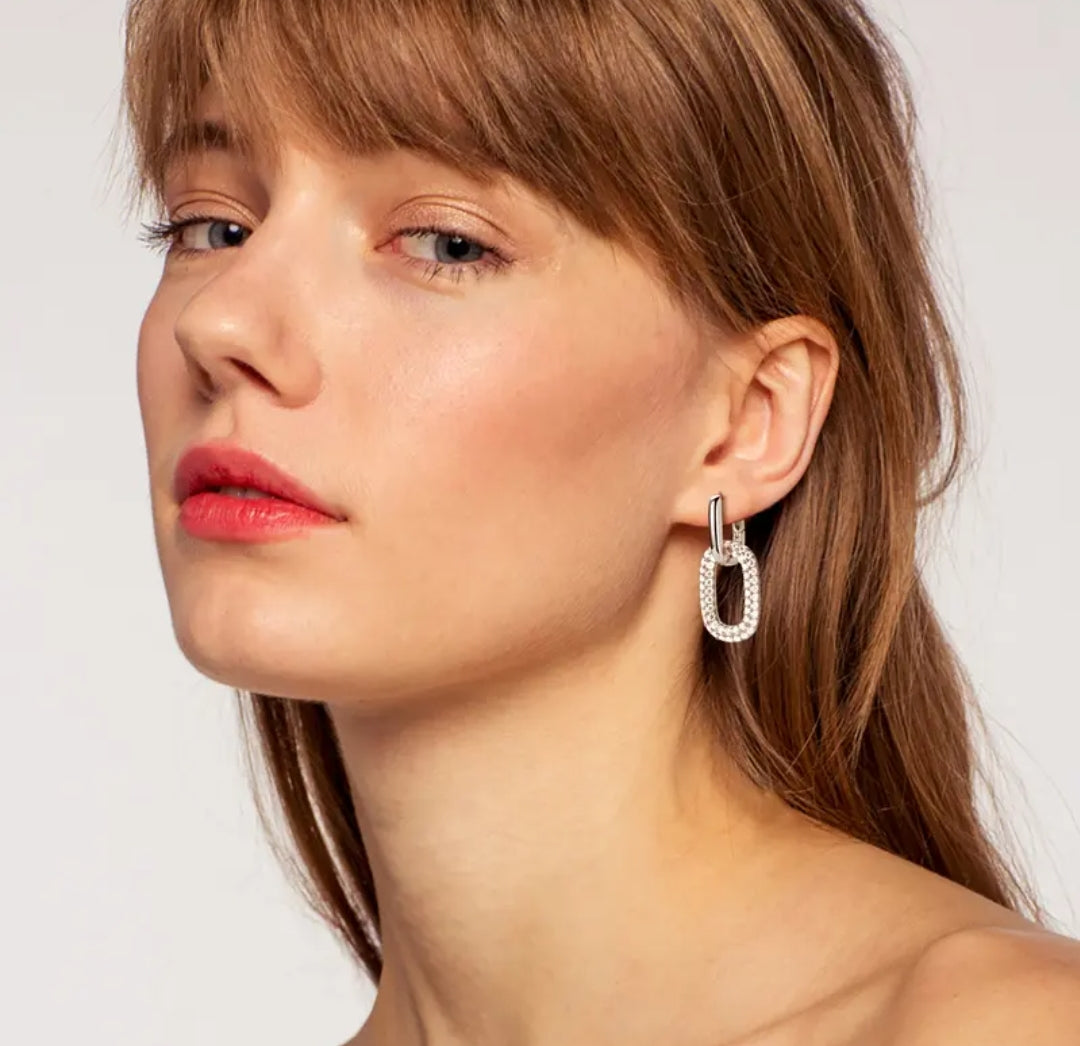 Earrings, real 1.7mm 108pcs moissanite stones, earrings pair, 925 sterling silver