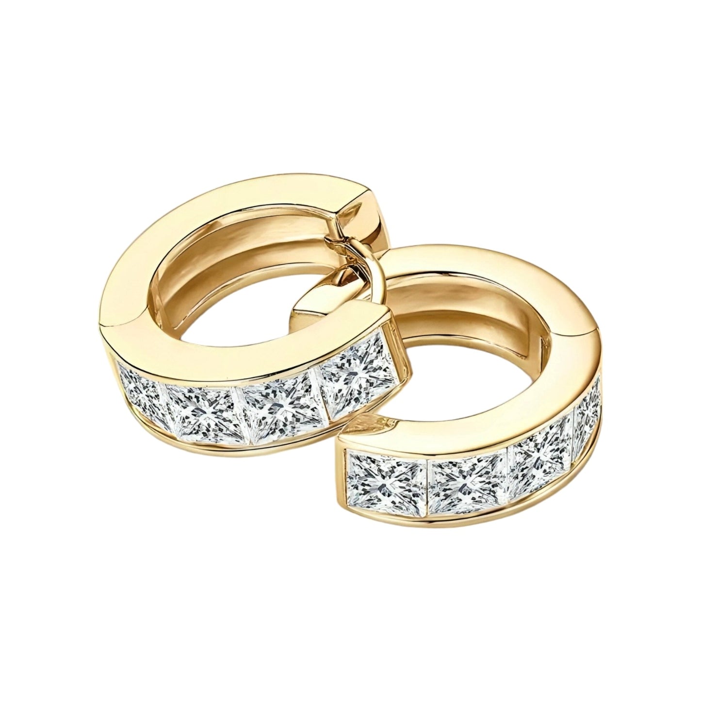 Earrings, real 0.4ct 8pcs moissanite stones, earrings pair, 925 sterling silver