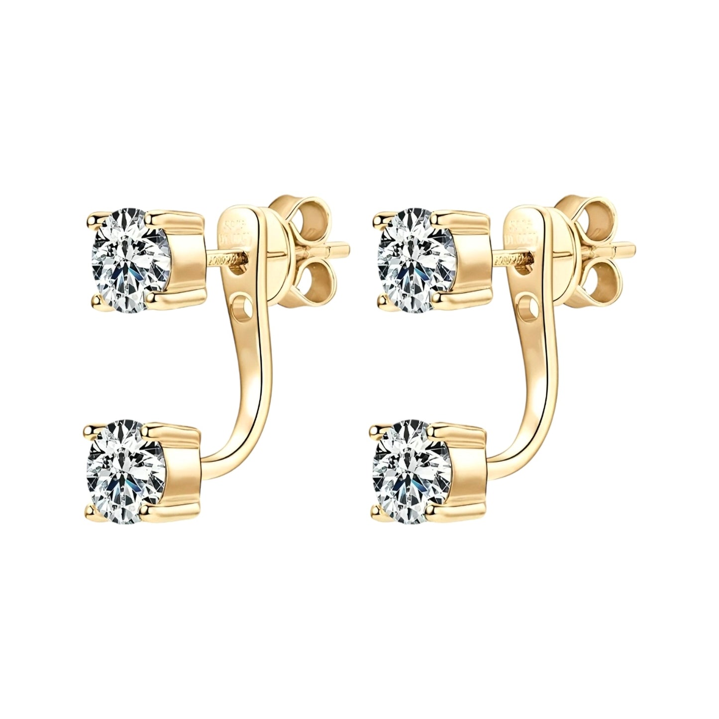 Earrings, real 5mm 0.5ct 4pcs moissanite stones, 925 sterling silver