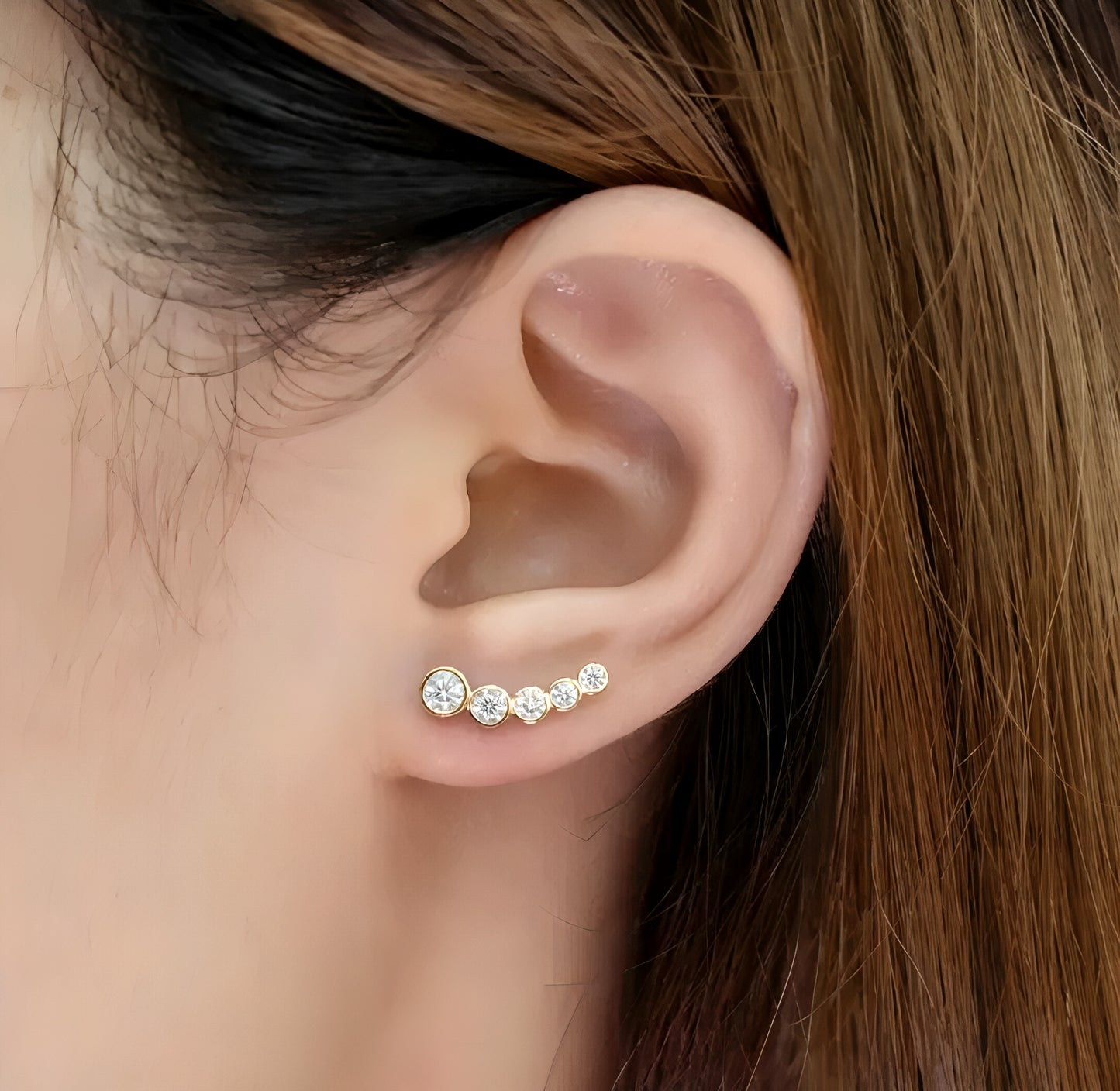 Moissanite Earrings with five stones