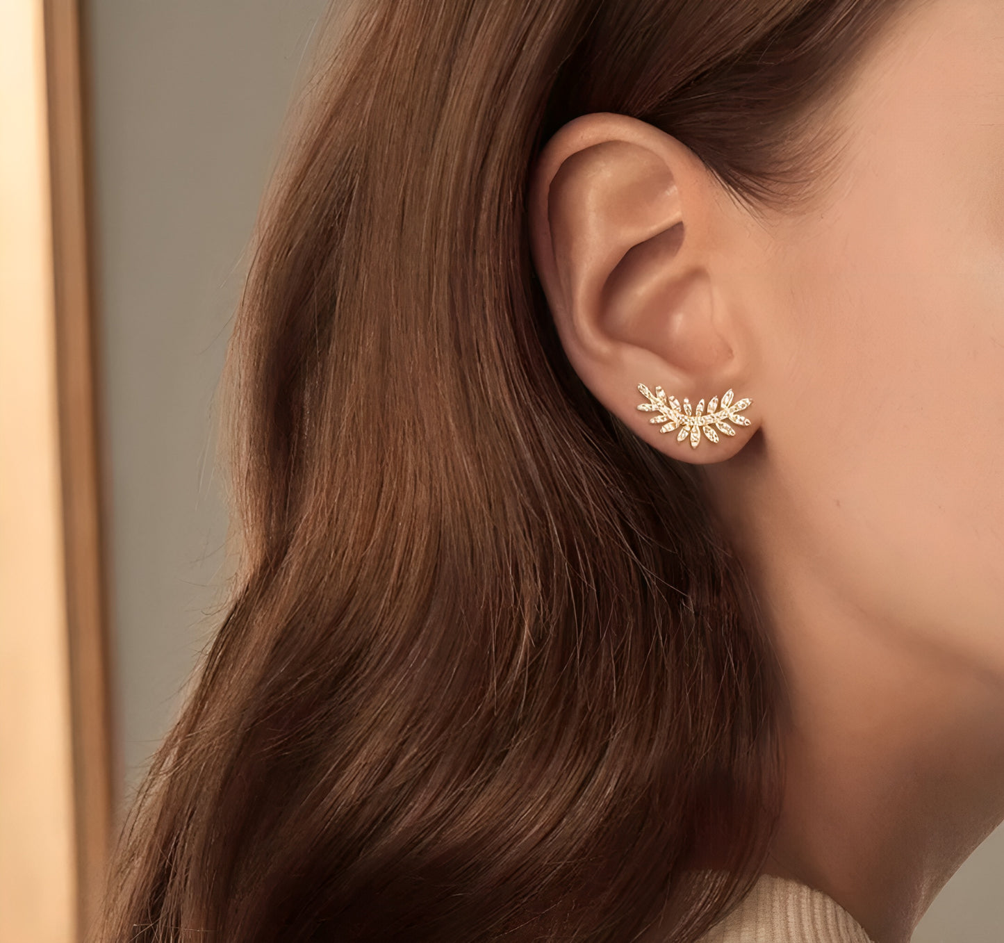 Moissanite Earrings with leaf shape