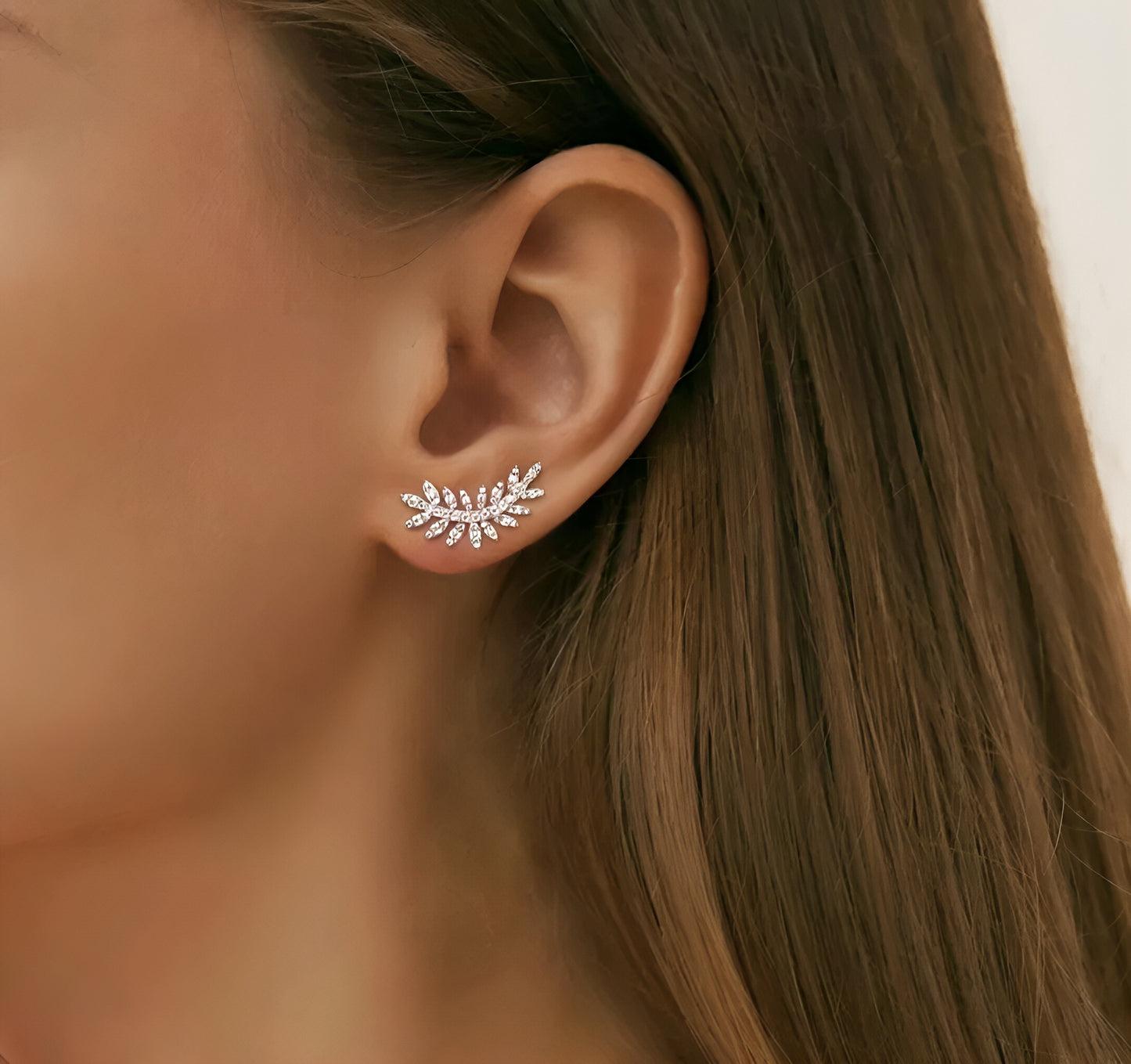 Moissanite Earrings with leaf shape