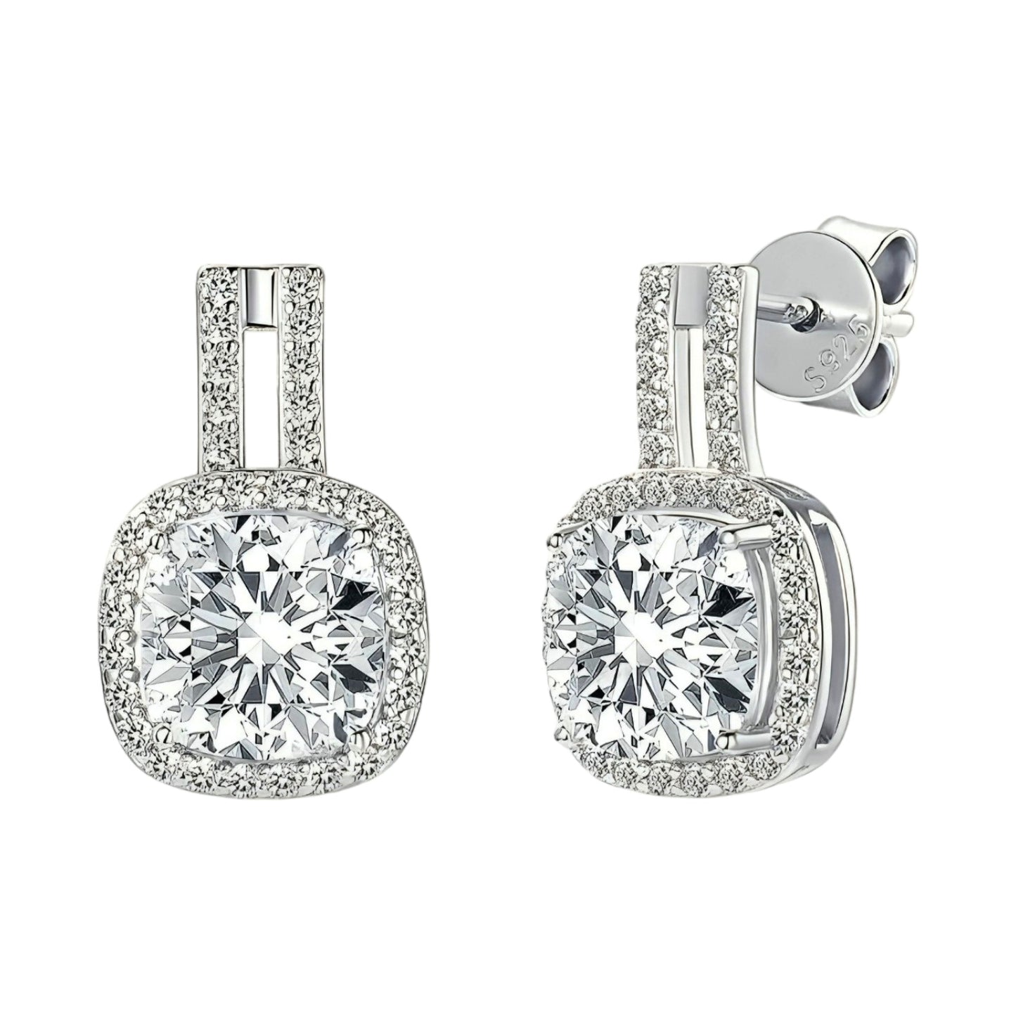 Vintage cushion Moissanite Earrings