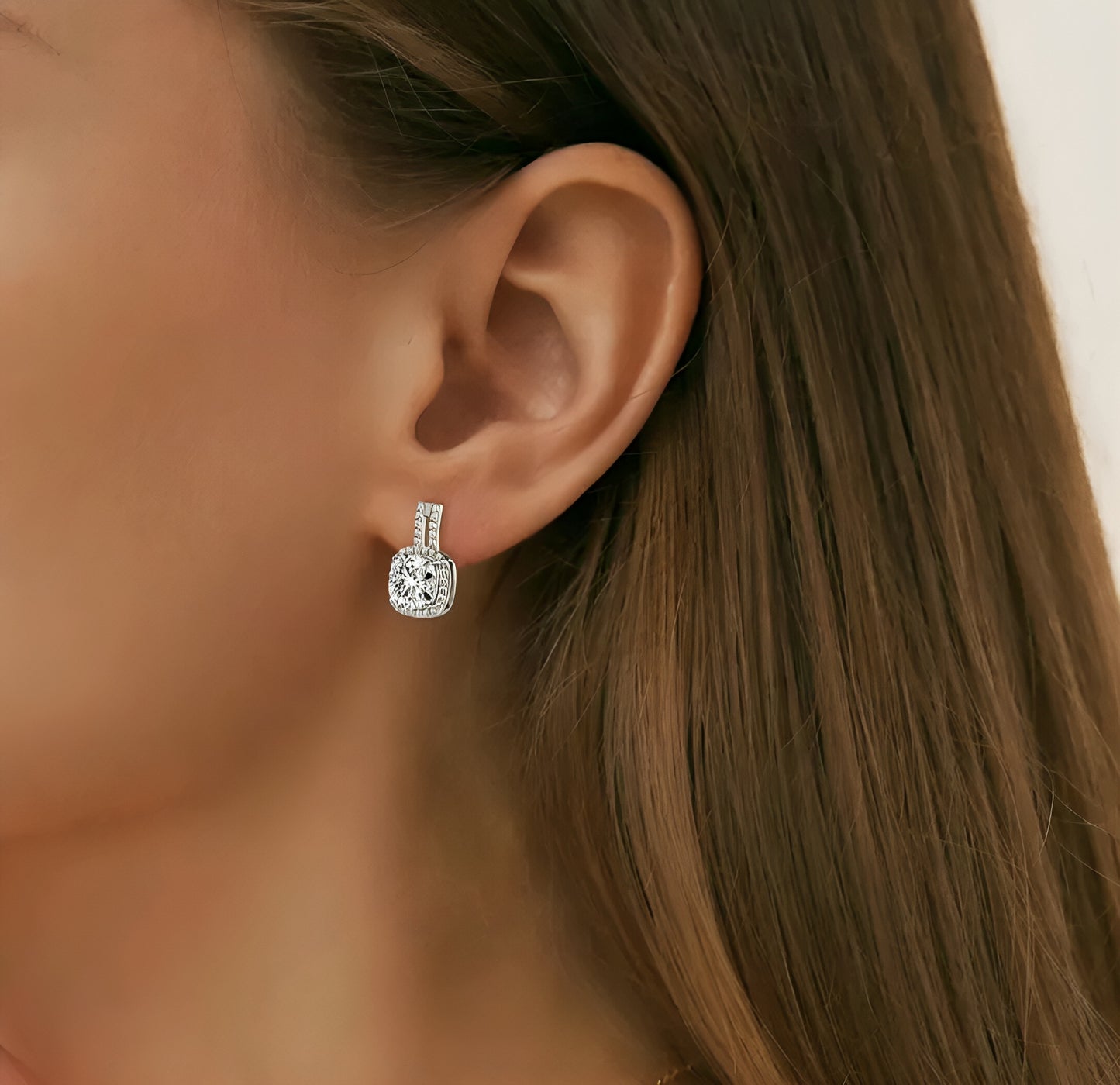 Vintage cushion Moissanite Earrings