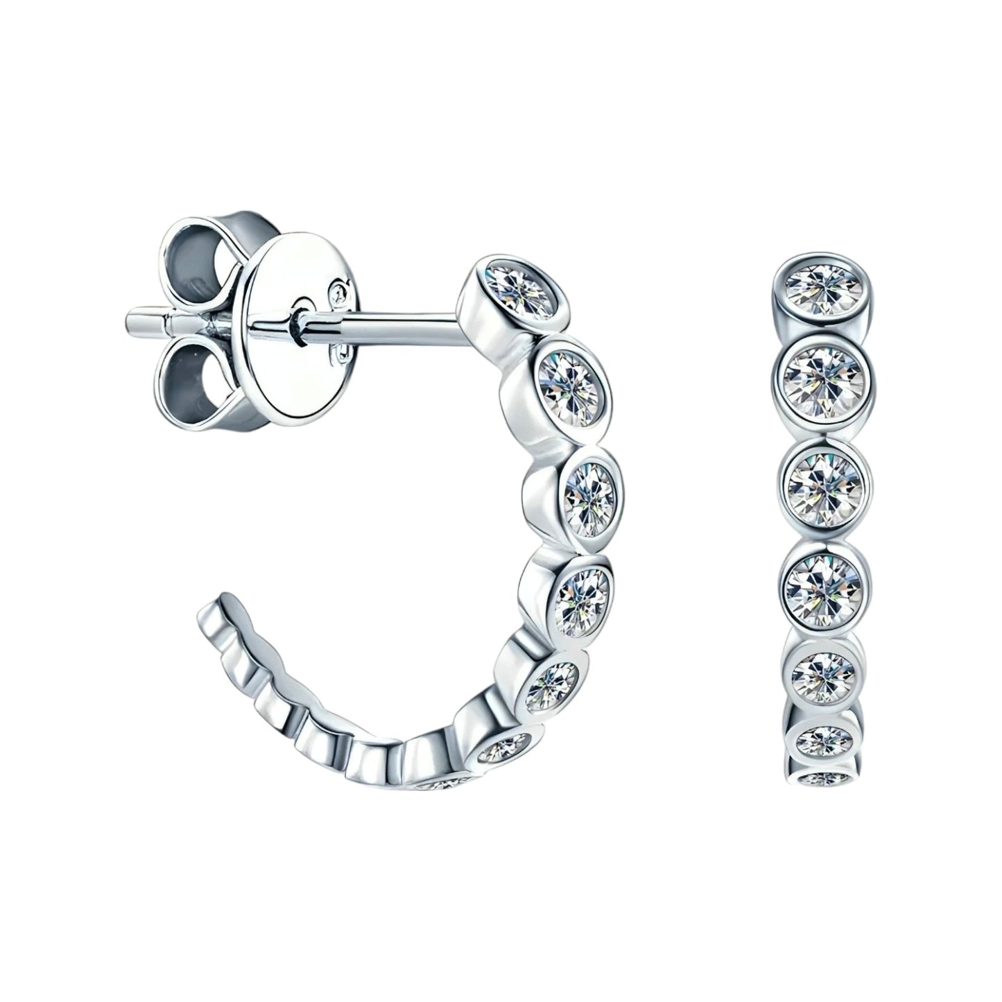 C shape moissanite earrings