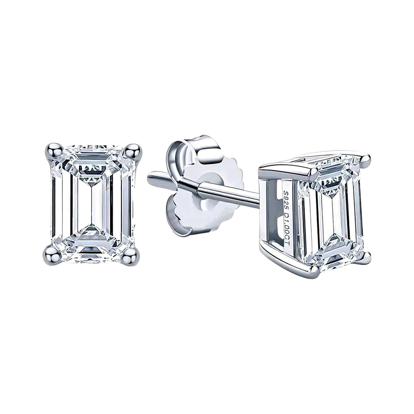 Emerald cut moissanite earrings