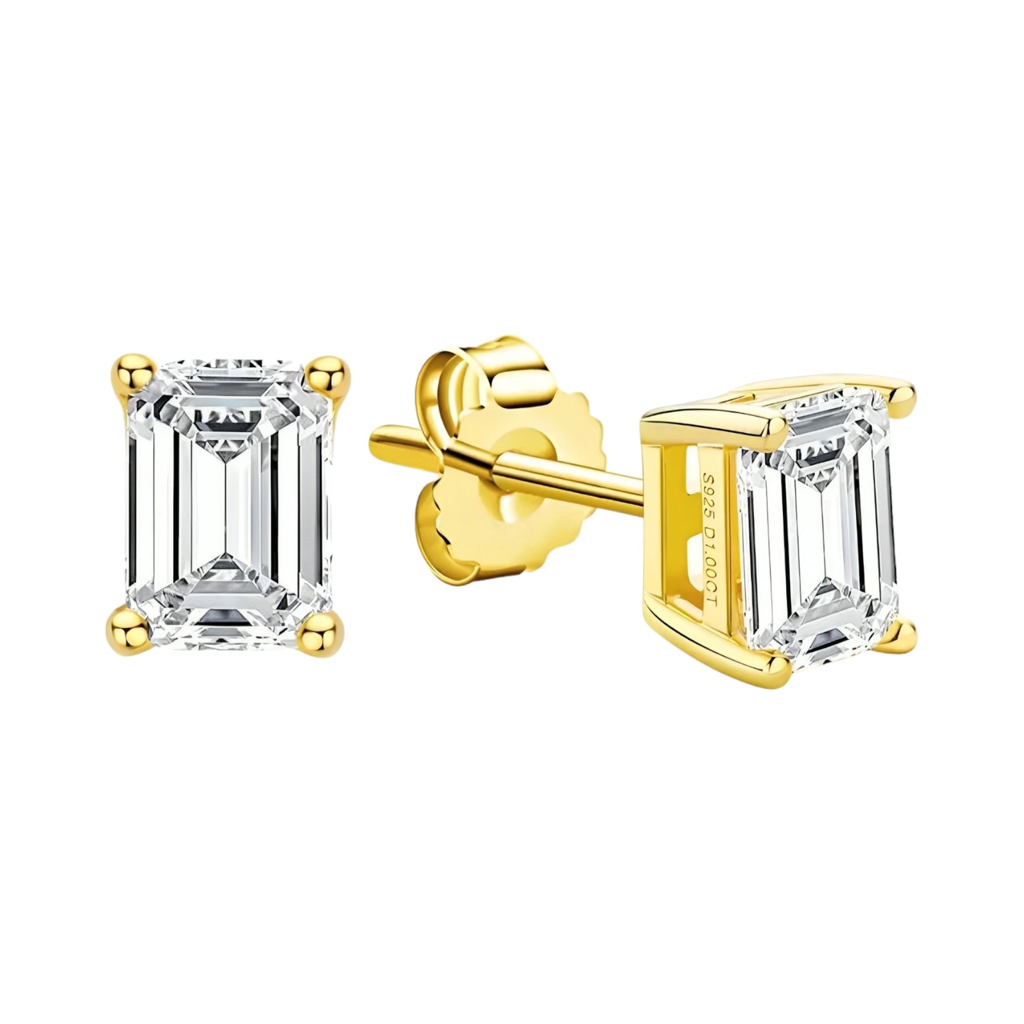 Emerald cut moissanite earrings