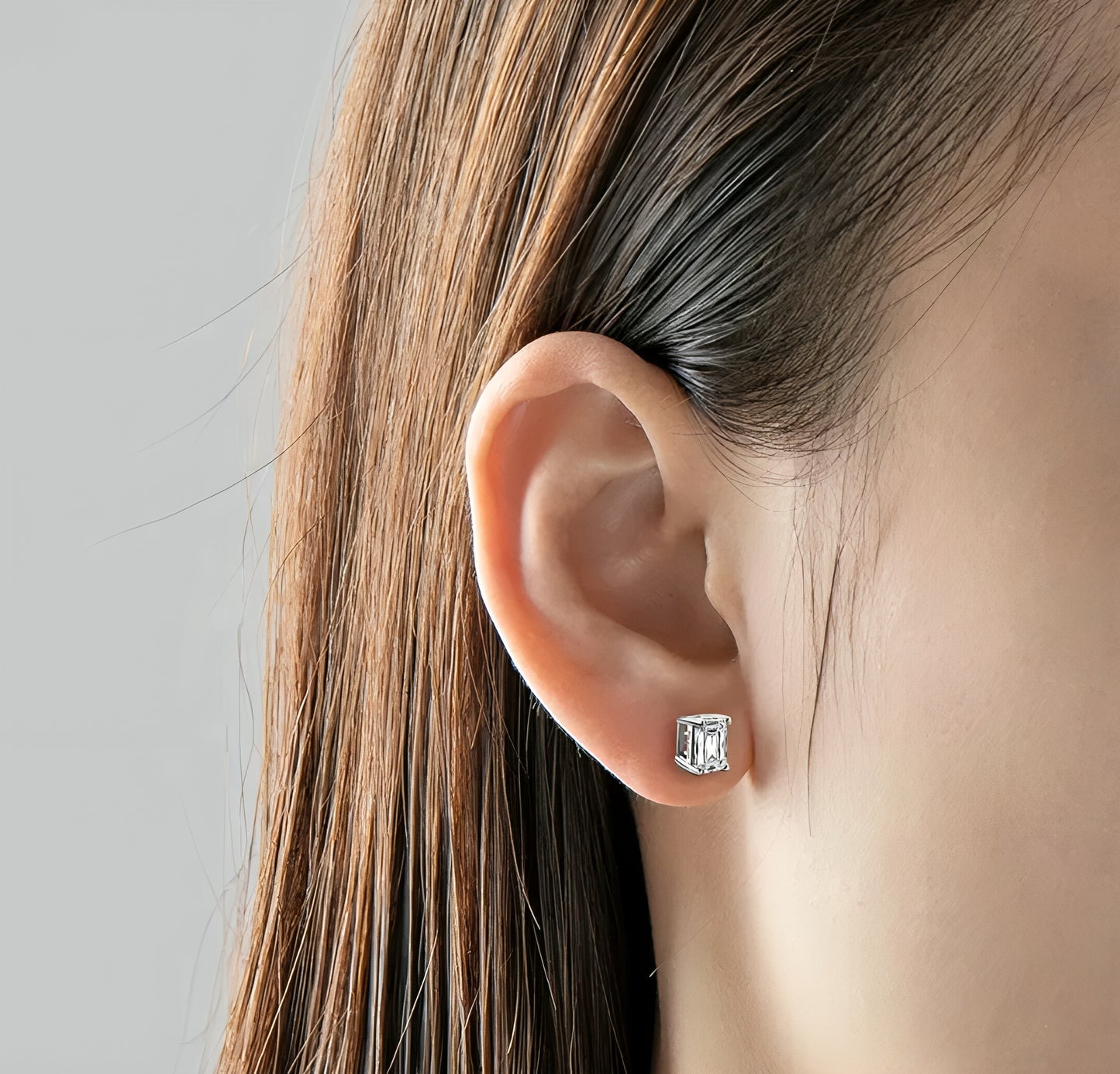 Emerald cut moissanite earrings