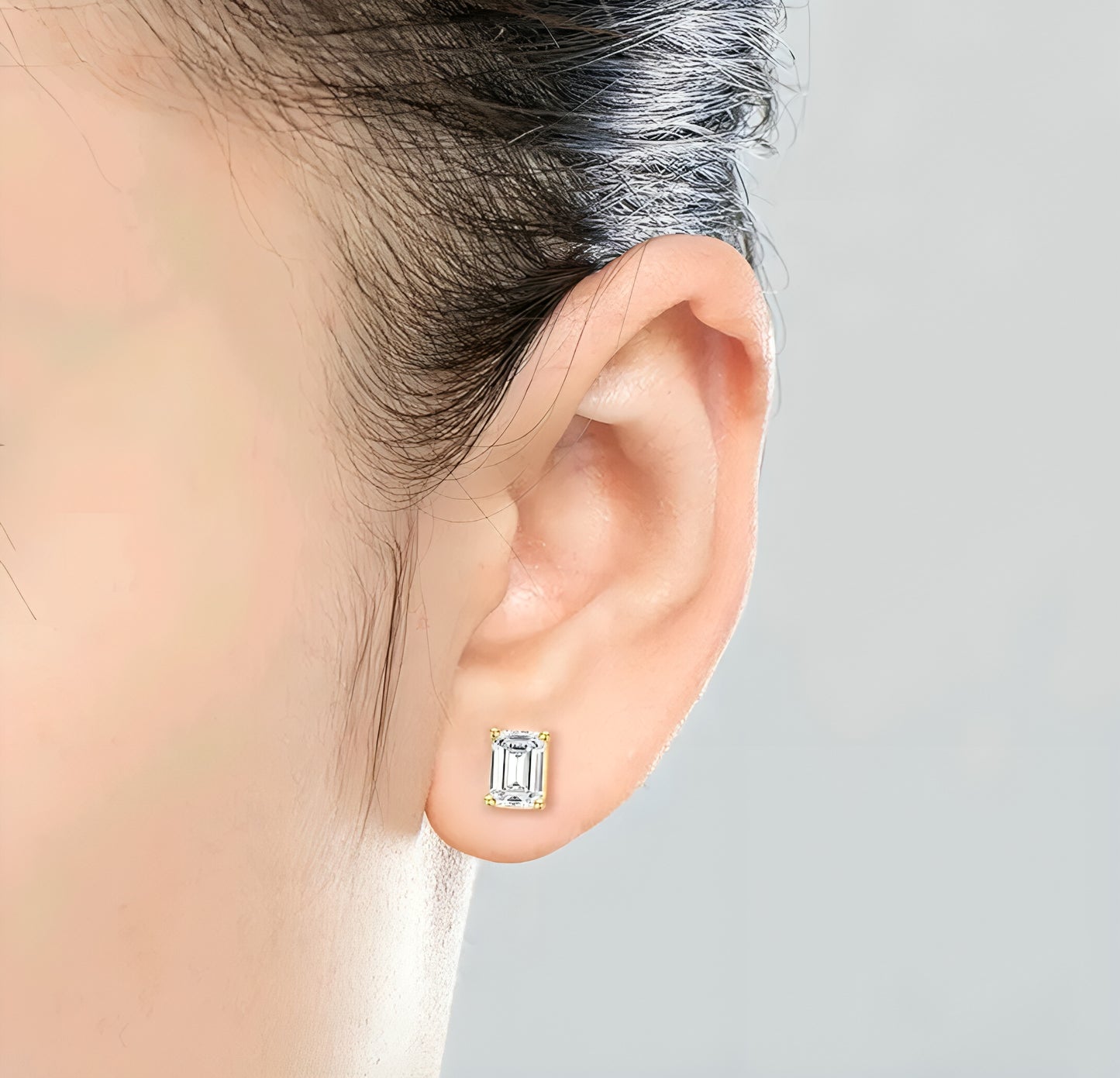 Emerald cut moissanite earrings