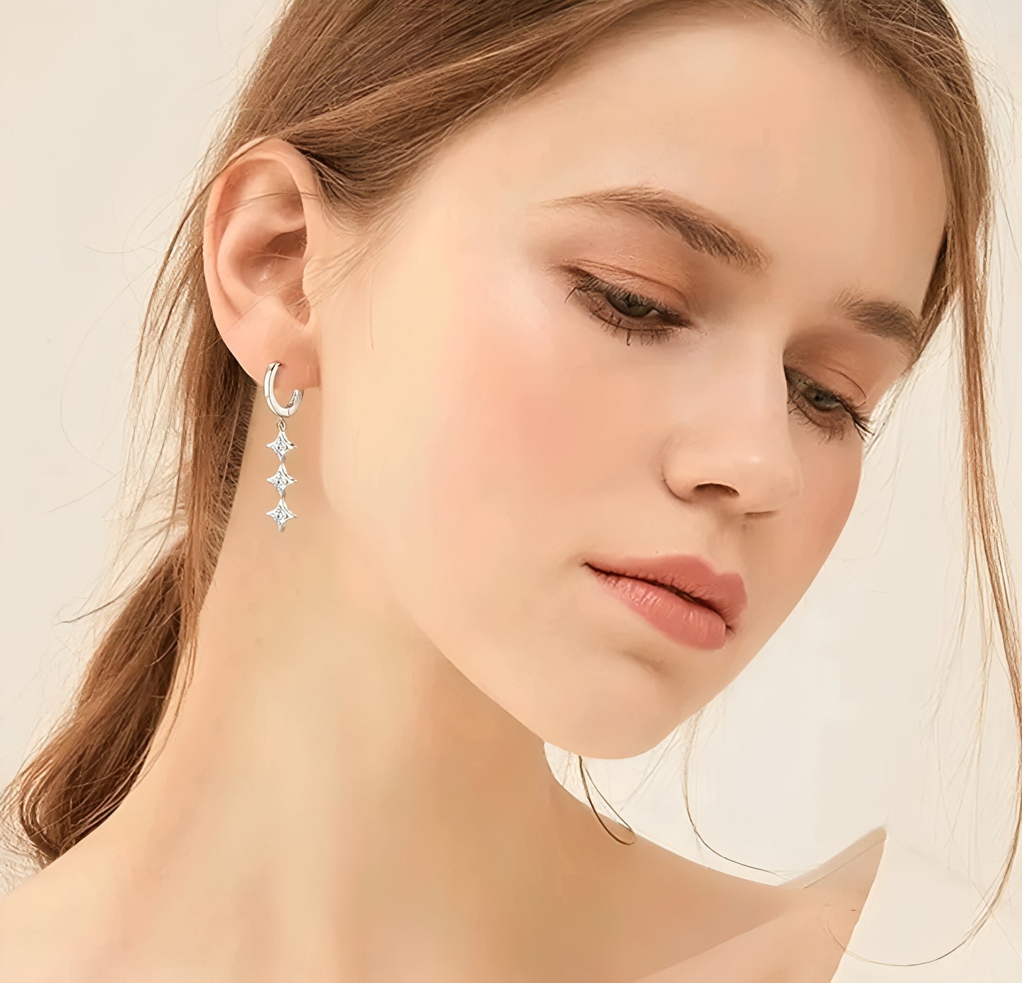 Long drop moissanite earrings