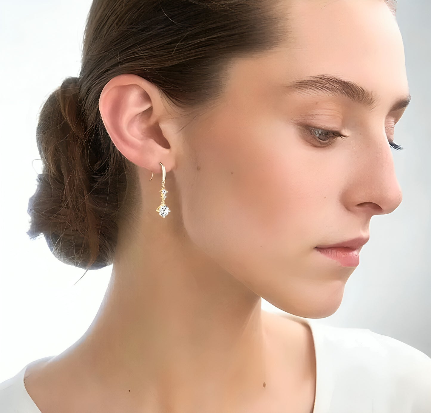 Drop hook moissanite earrings