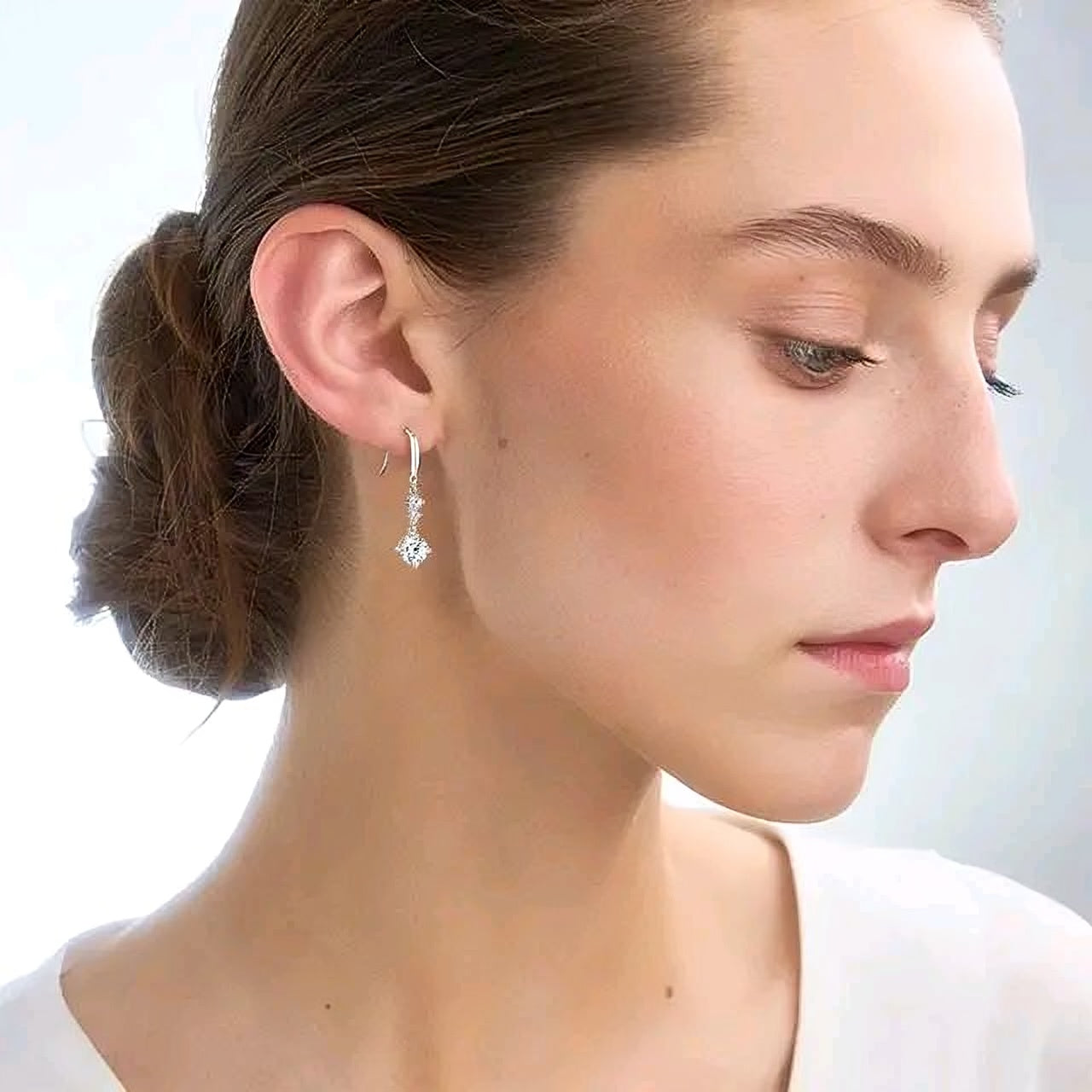 Drop hook moissanite earrings