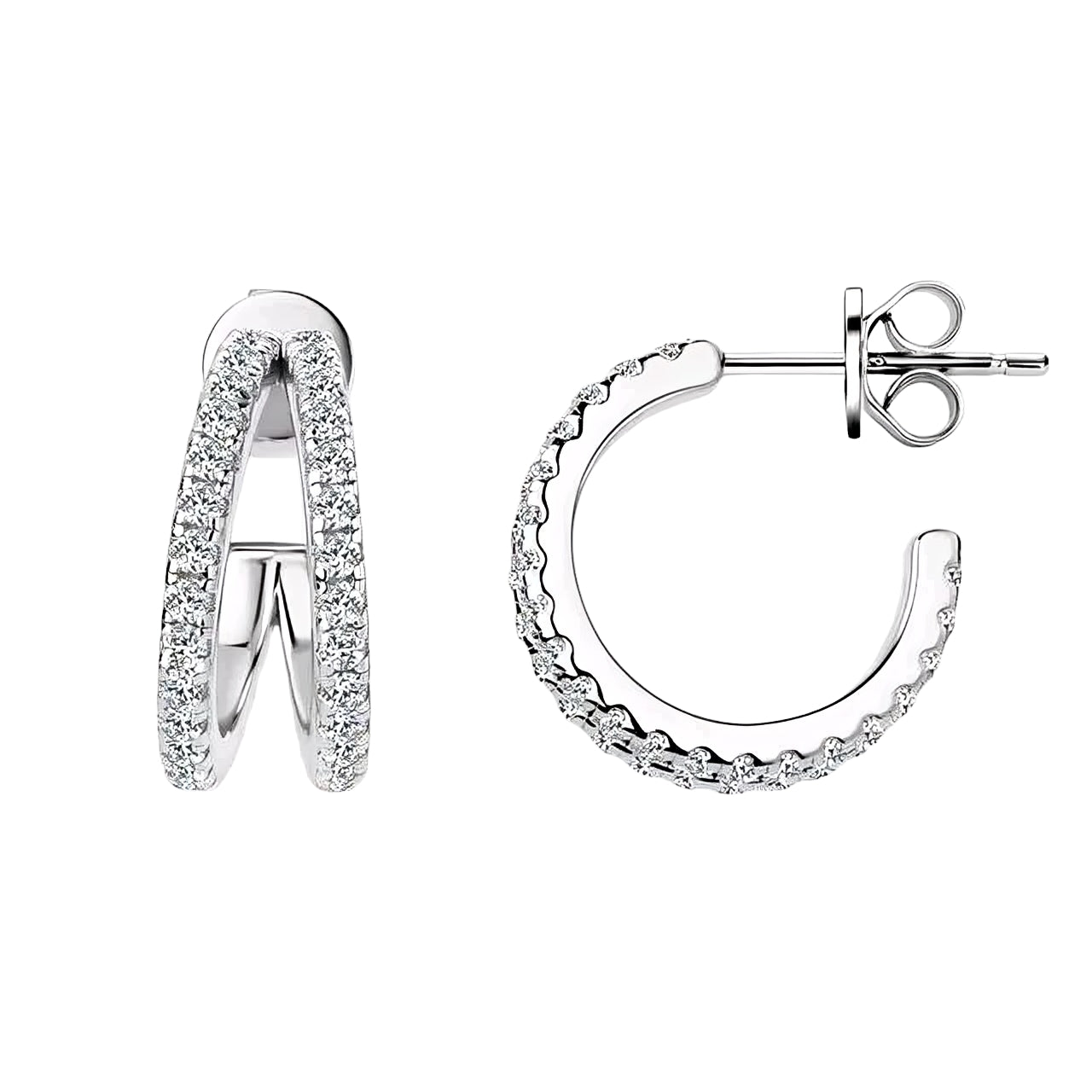 Moissanite earrings with C shape