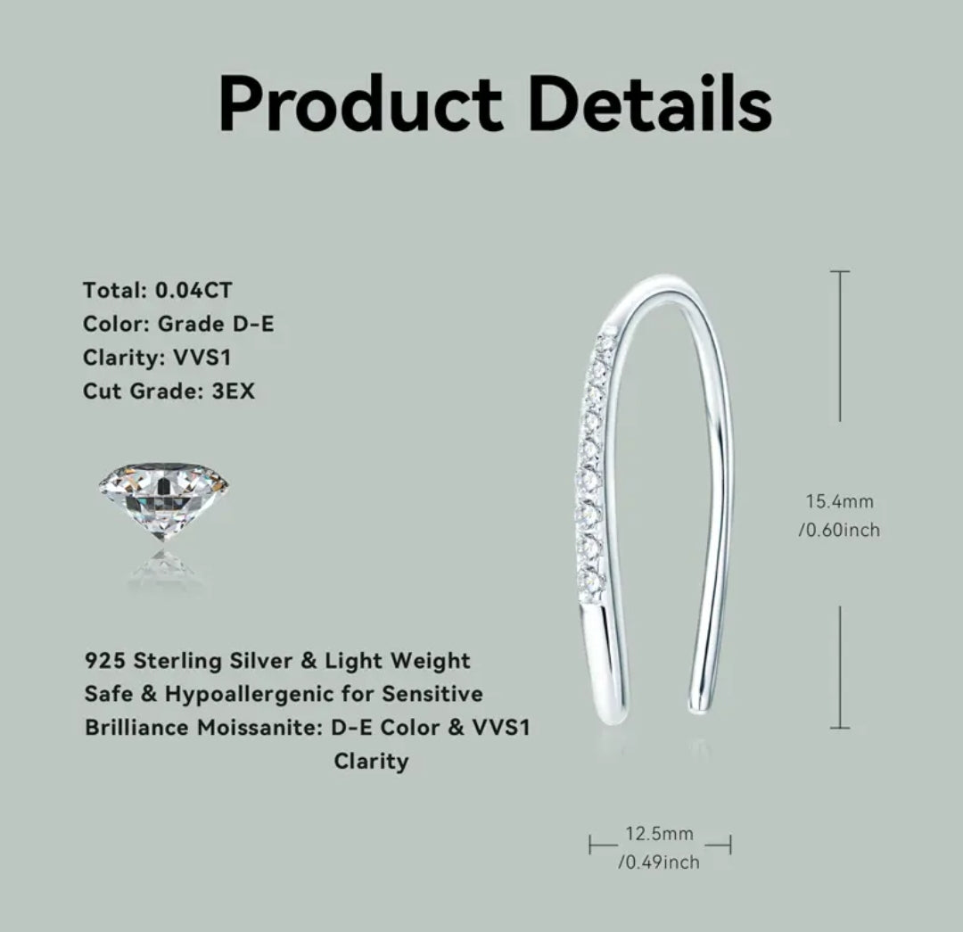 U shape moissanite earrings