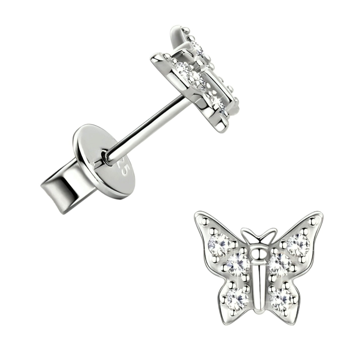 Moissanite earrings in butterfly shape