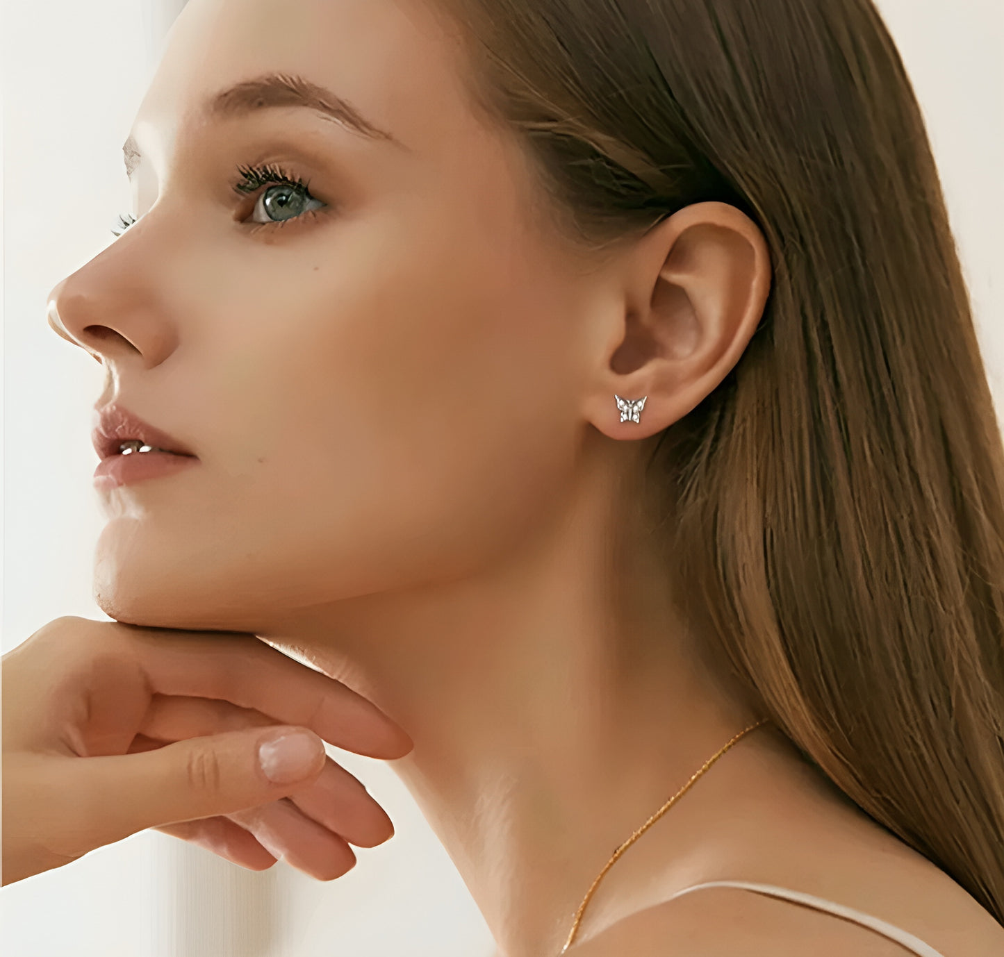 Moissanite earrings in butterfly shape