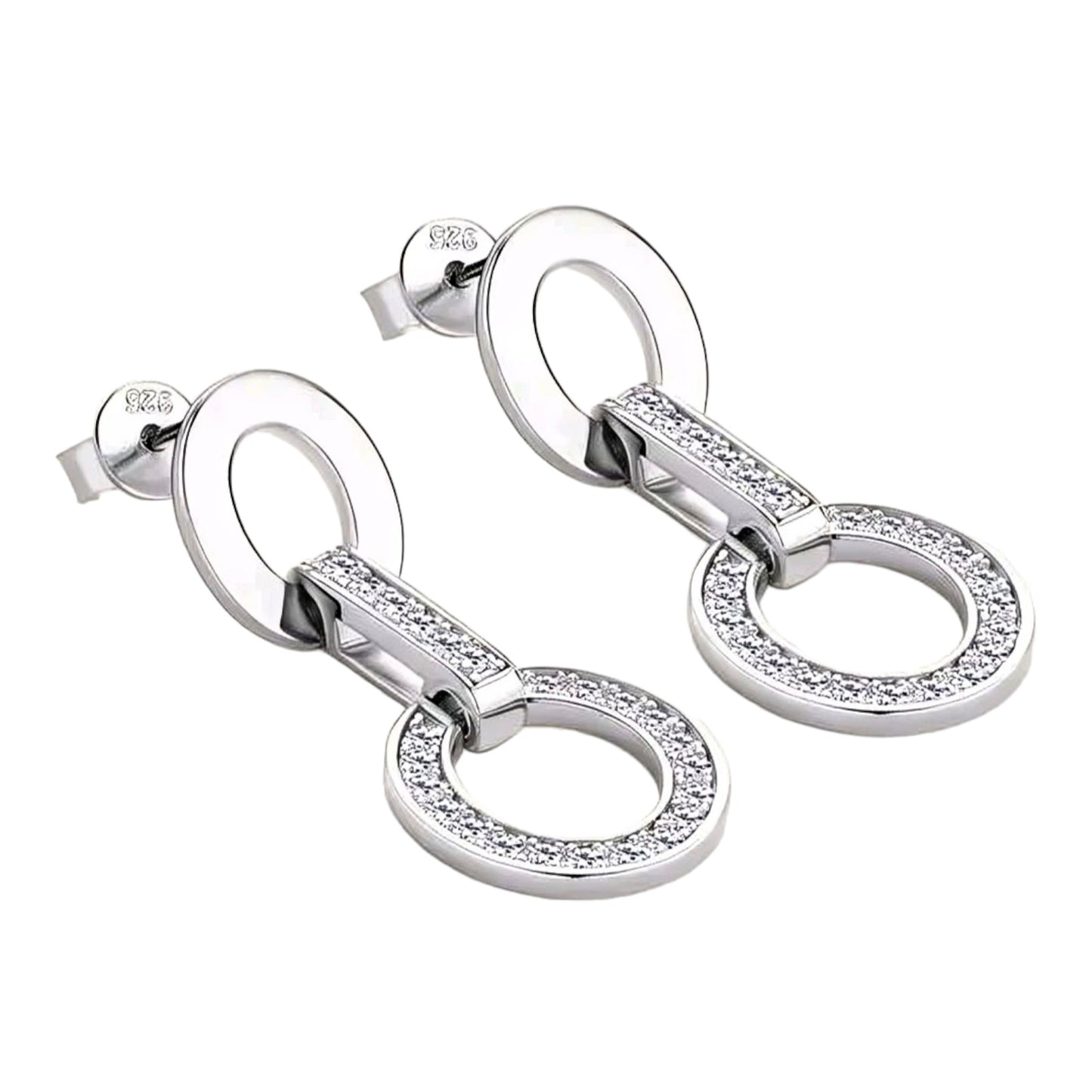 Moissanite earrings with round links
