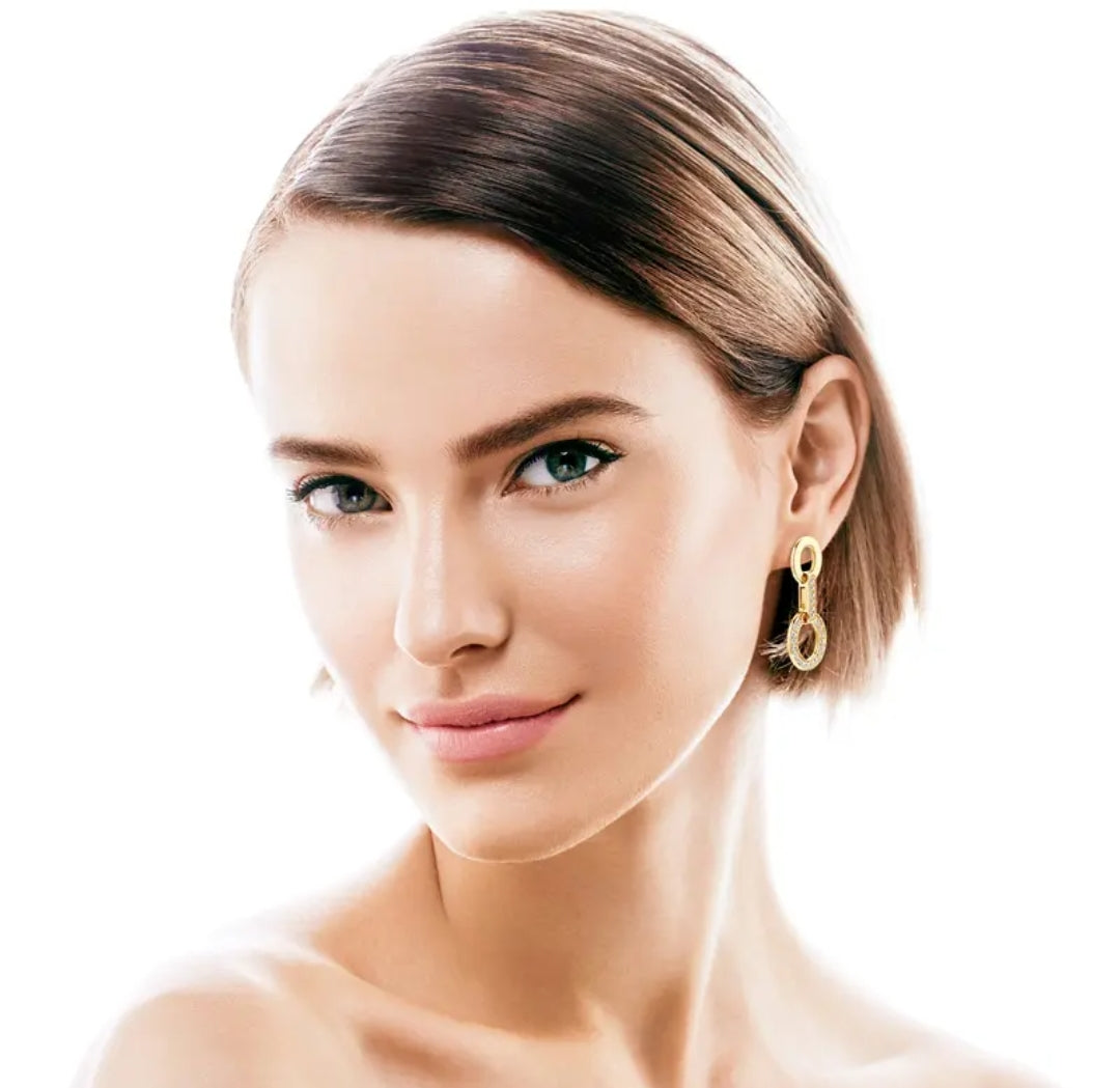 Moissanite earrings with round links