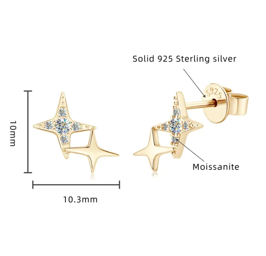 Moissanite earrings in star shape